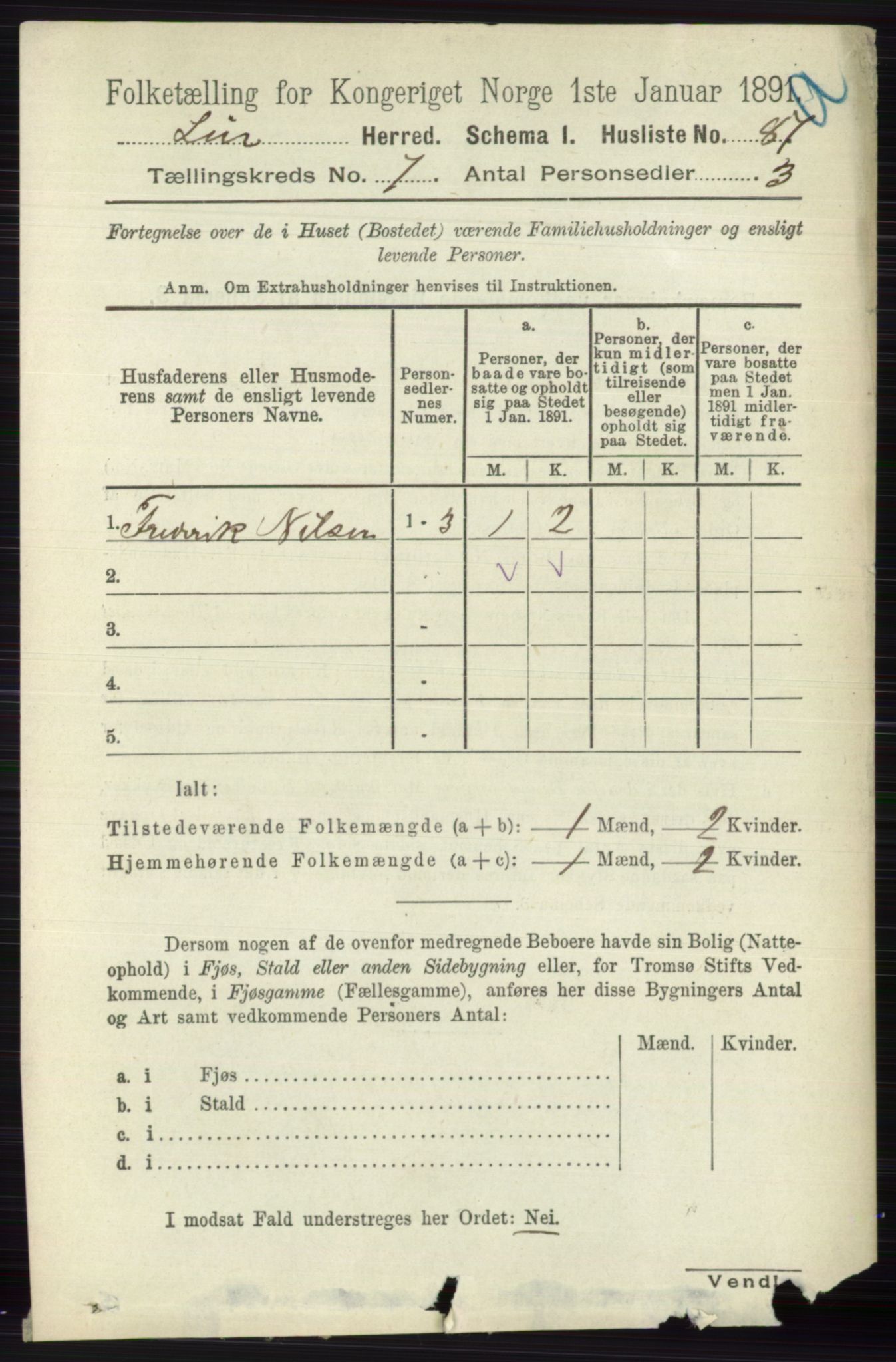 RA, 1891 census for 0626 Lier, 1891, p. 4523