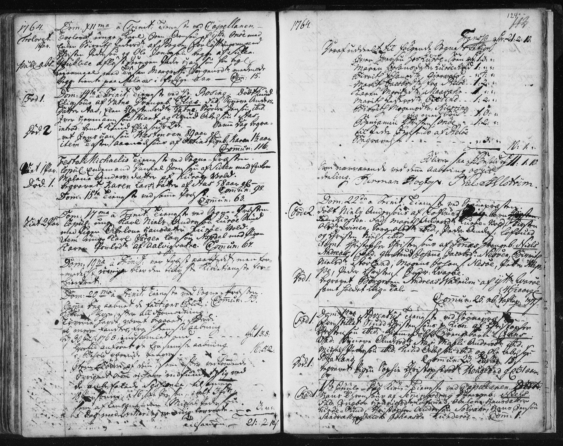 Ministerialprotokoller, klokkerbøker og fødselsregistre - Nordland, SAT/A-1459/841/L0587: Parish register (official) no. 841A02 /3, 1760-1767, p. 124