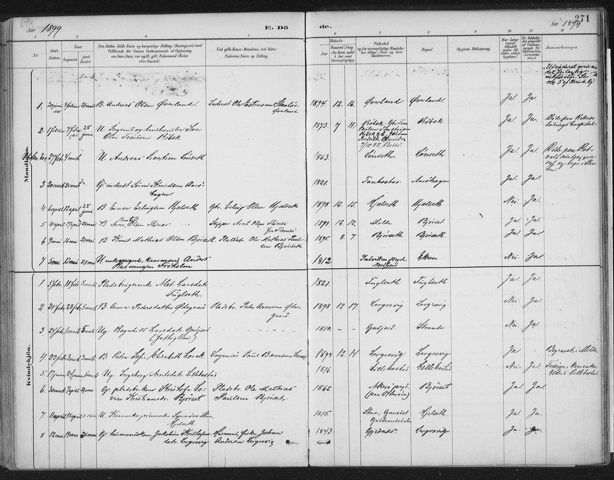 Ministerialprotokoller, klokkerbøker og fødselsregistre - Møre og Romsdal, SAT/A-1454/555/L0658: Parish register (official) no. 555A09, 1887-1917, p. 271