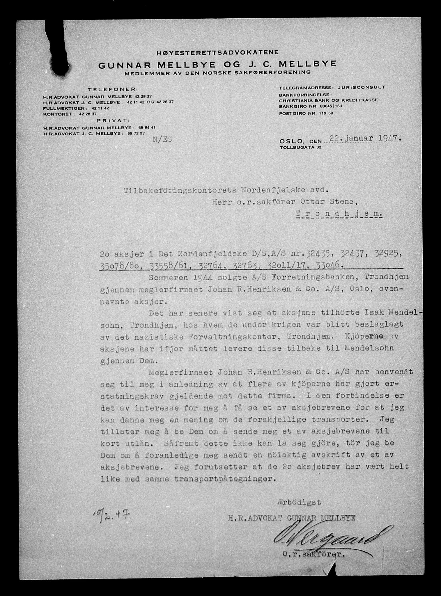 Justisdepartementet, Tilbakeføringskontoret for inndratte formuer, AV/RA-S-1564/H/Hc/Hca/L0909: --, 1945-1947, p. 26