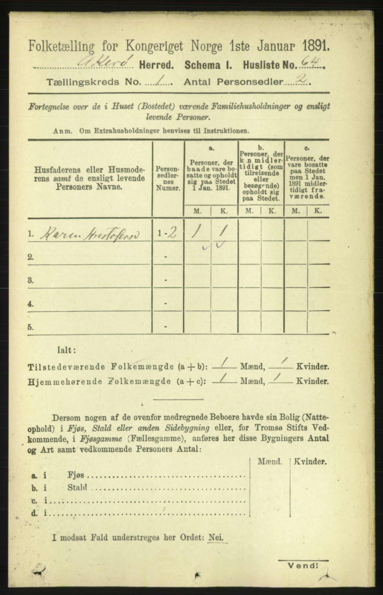 RA, 1891 census for 1545 Aukra, 1891, p. 85