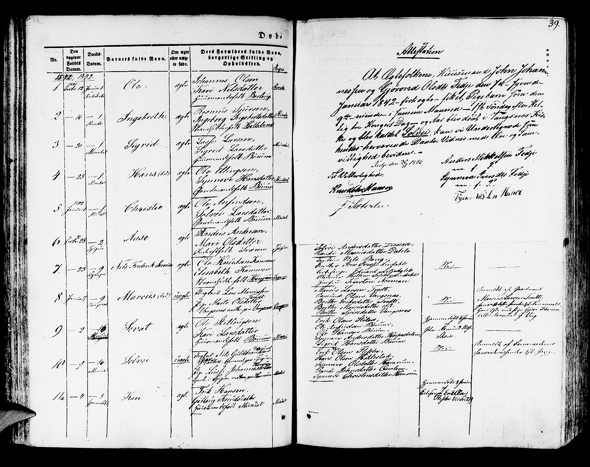 Leikanger sokneprestembete, AV/SAB-A-81001/H/Haa/Haaa/L0007: Parish register (official) no. A 7, 1838-1851, p. 39