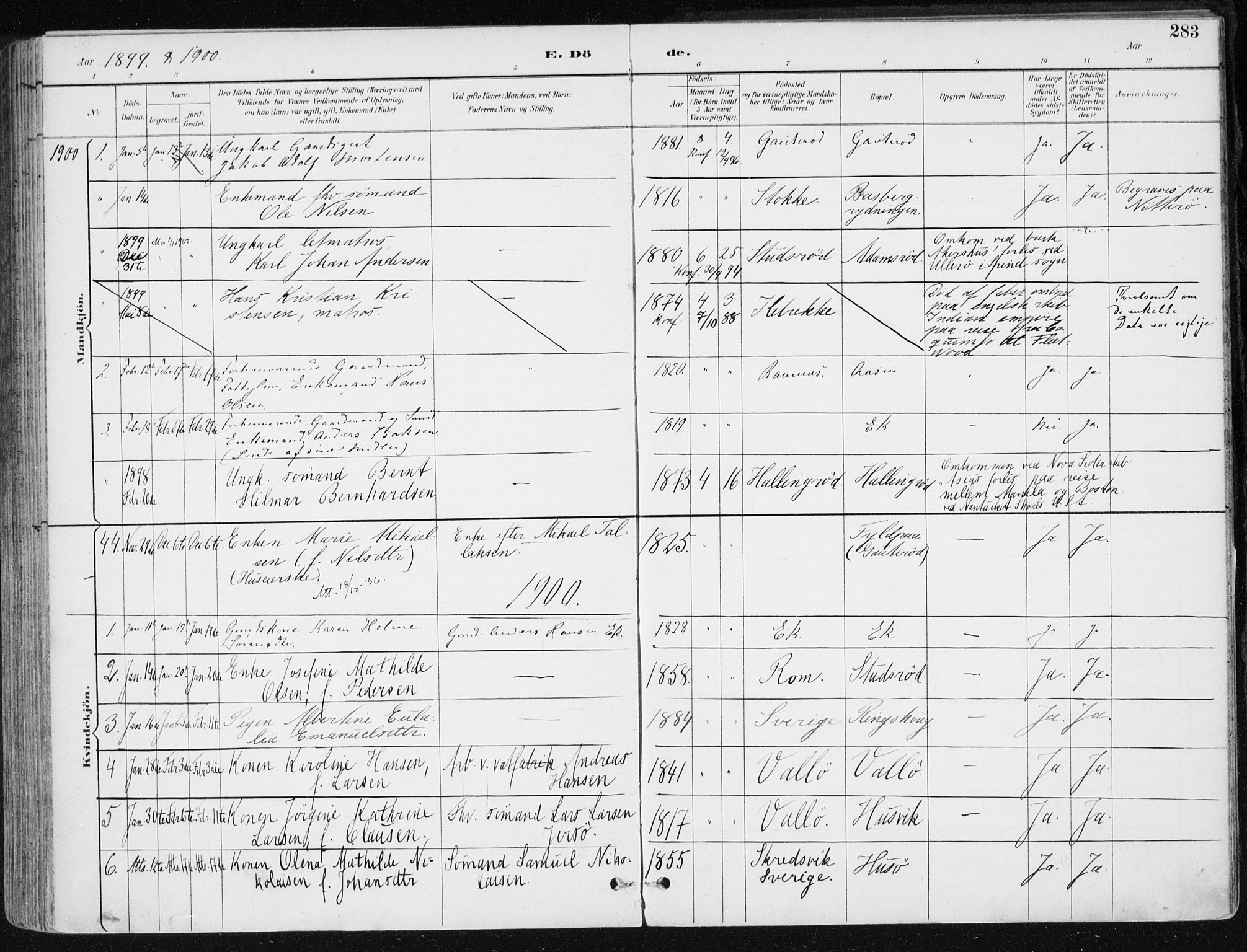 Sem kirkebøker, AV/SAKO-A-5/F/Fb/L0005: Parish register (official) no. II 5, 1892-1904, p. 283