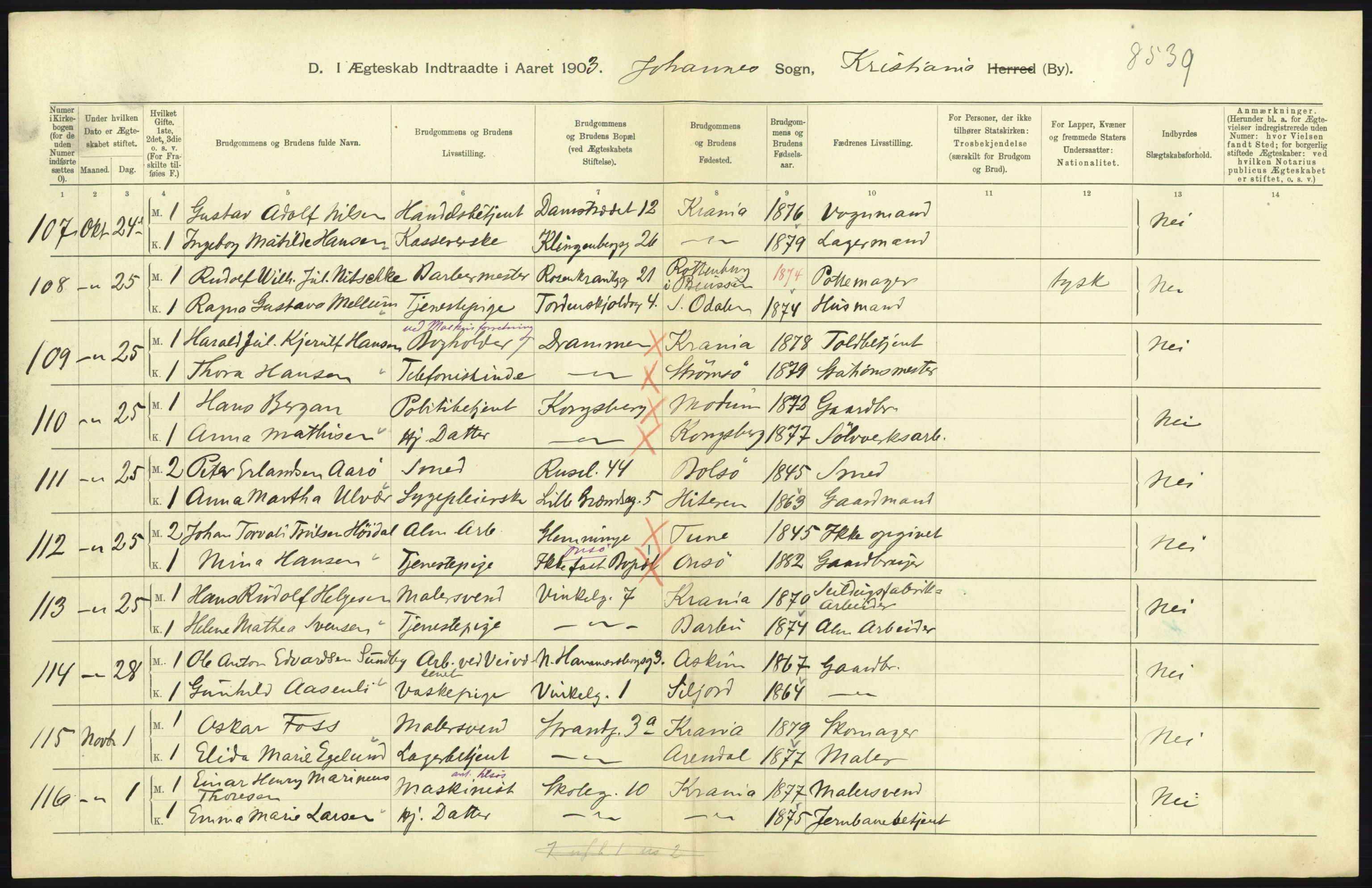 Statistisk sentralbyrå, Sosiodemografiske emner, Befolkning, AV/RA-S-2228/D/Df/Dfa/Dfaa/L0004: Kristiania: Gifte, døde, 1903, p. 549