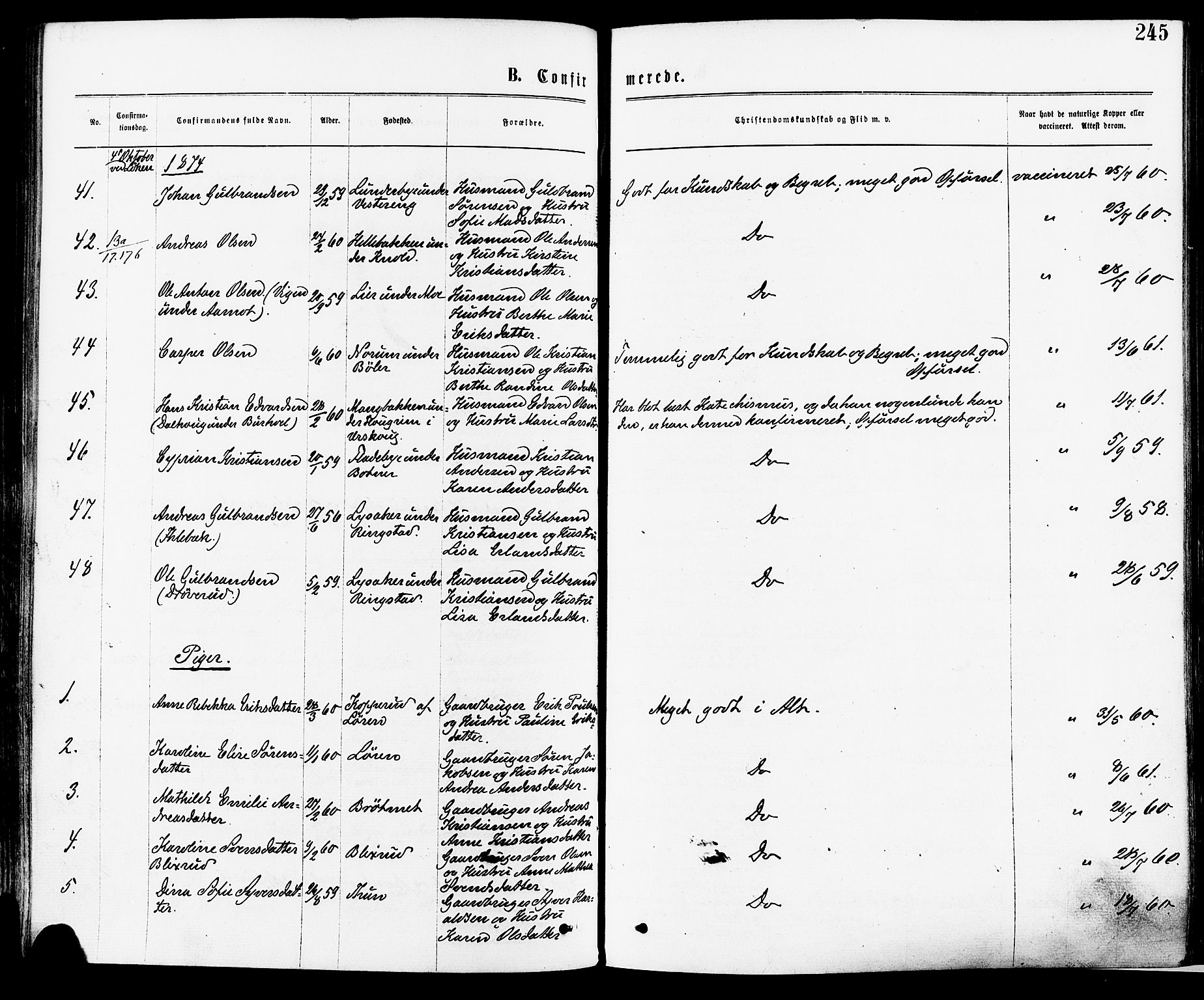 Høland prestekontor Kirkebøker, AV/SAO-A-10346a/F/Fa/L0012.a: Parish register (official) no. I 12A, 1869-1879, p. 245