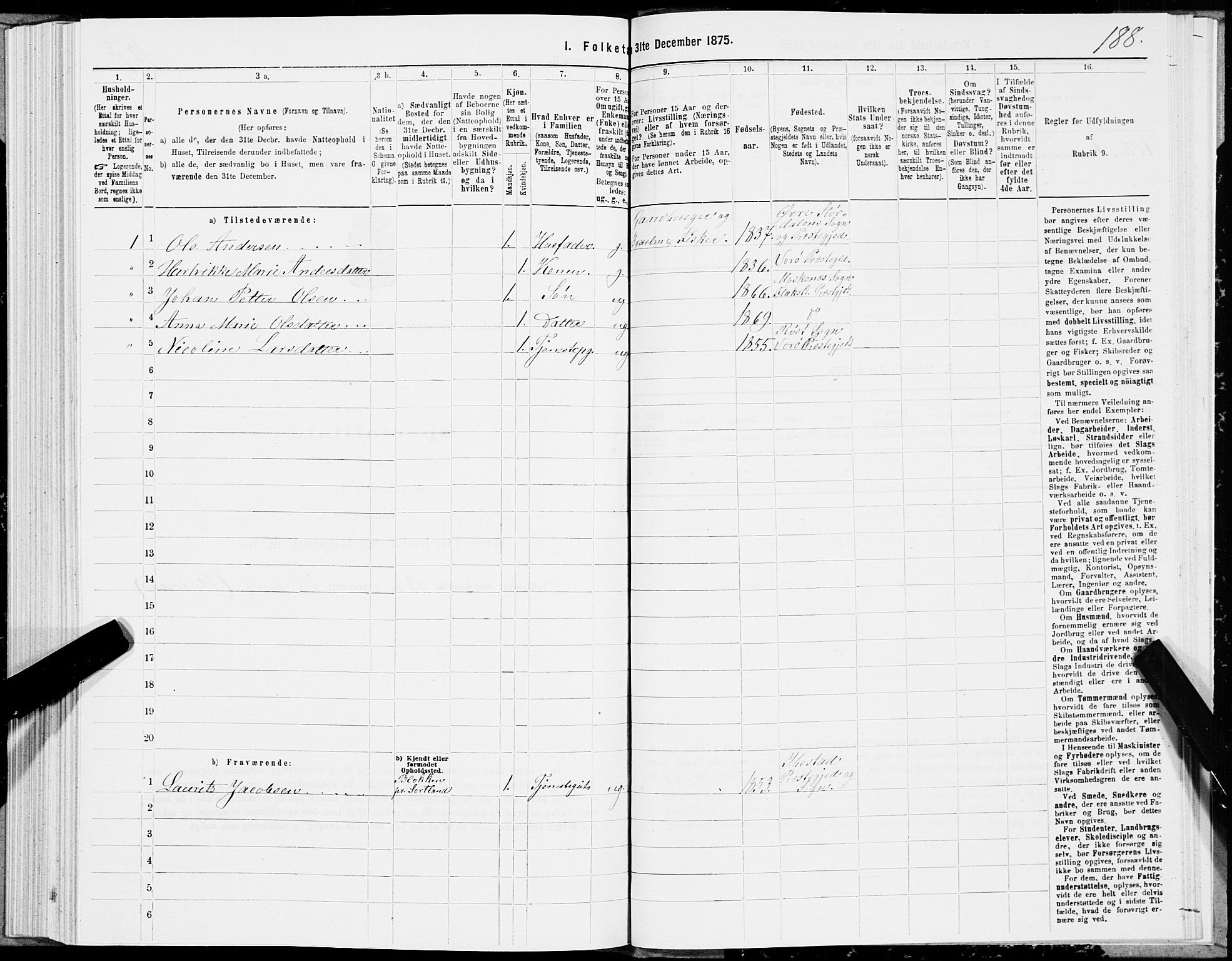 SAT, 1875 census for 1859P Flakstad, 1875, p. 2188