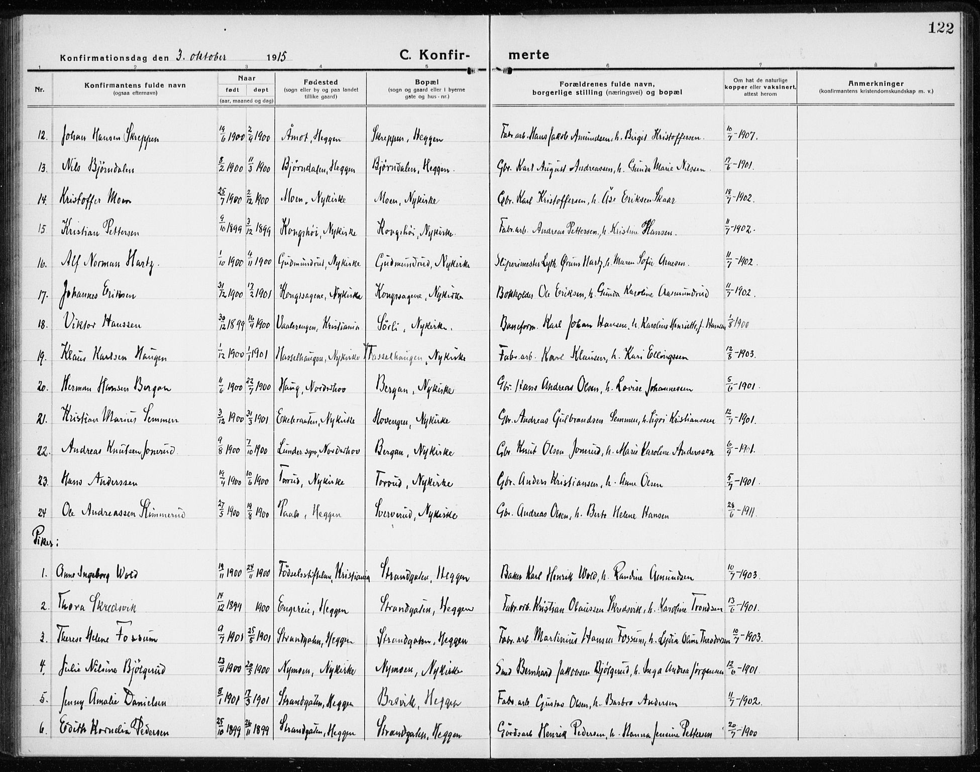 Modum kirkebøker, AV/SAKO-A-234/G/Gc/L0002: Parish register (copy) no. III 2, 1919-1935, p. 122