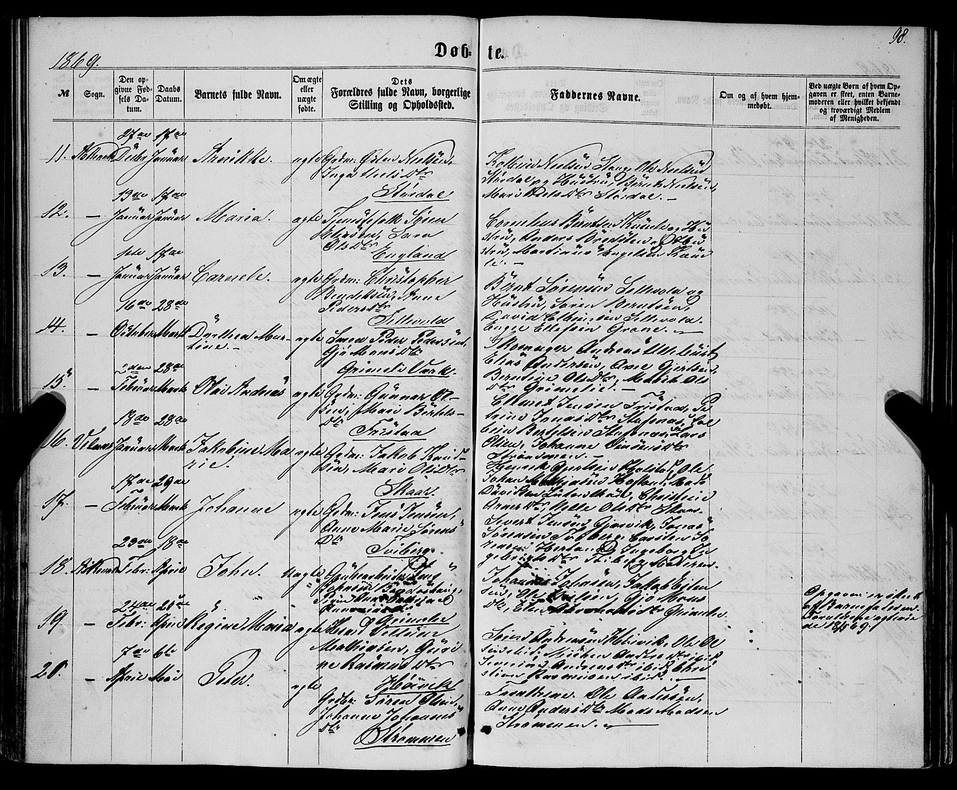 Askvoll sokneprestembete, SAB/A-79501/H/Haa/Haaa/L0012: Parish register (official) no. A 12, 1859-1878, p. 98