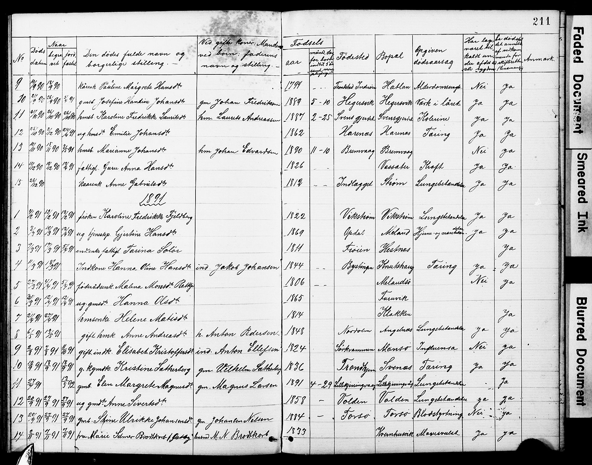 Ministerialprotokoller, klokkerbøker og fødselsregistre - Sør-Trøndelag, SAT/A-1456/634/L0541: Parish register (copy) no. 634C03, 1874-1891, p. 211