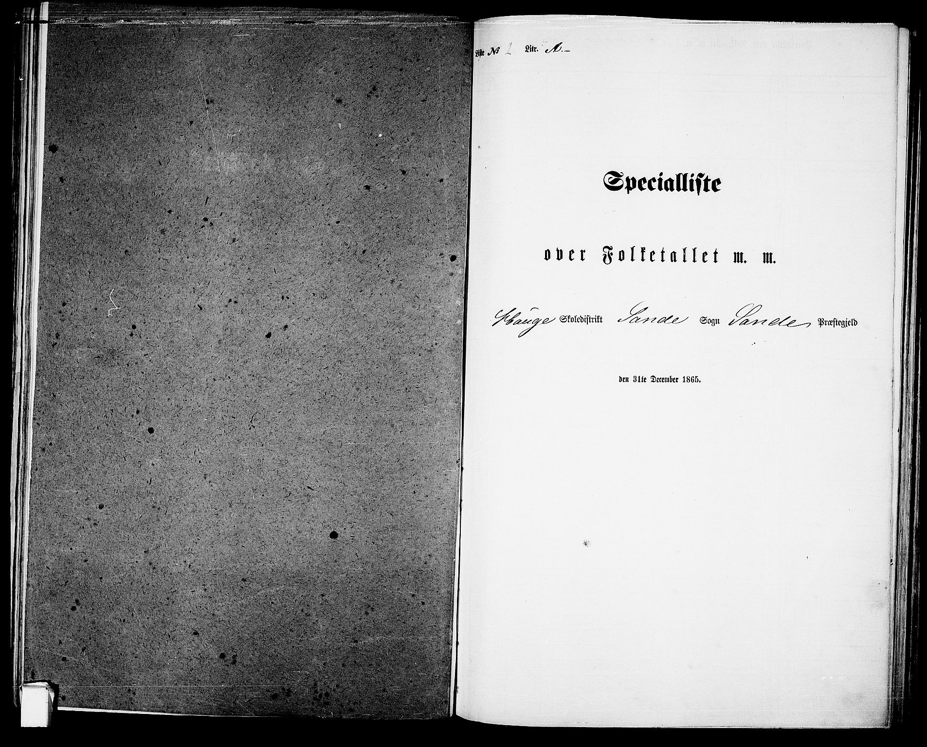 RA, 1865 census for Sande, 1865, p. 33