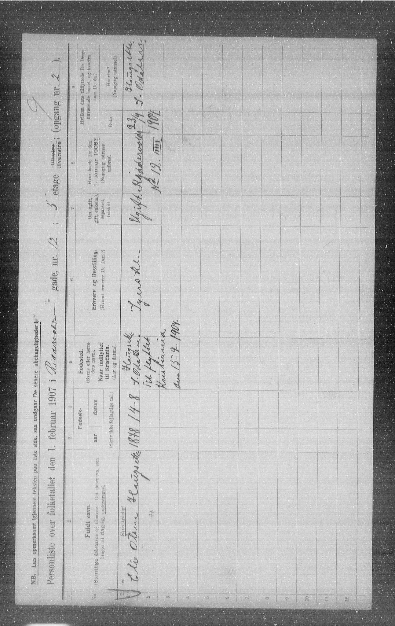 OBA, Municipal Census 1907 for Kristiania, 1907, p. 42433