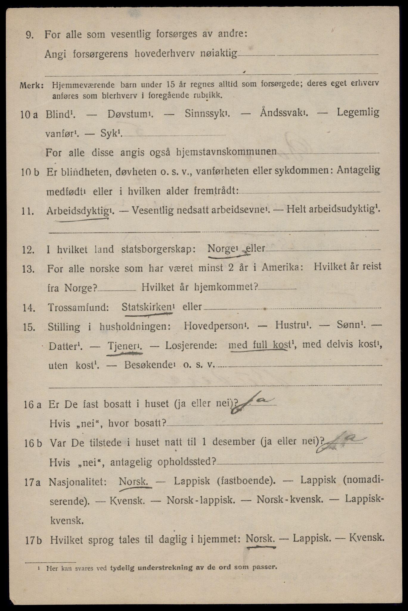 SAT, 1920 census for Dverberg, 1920, p. 11541