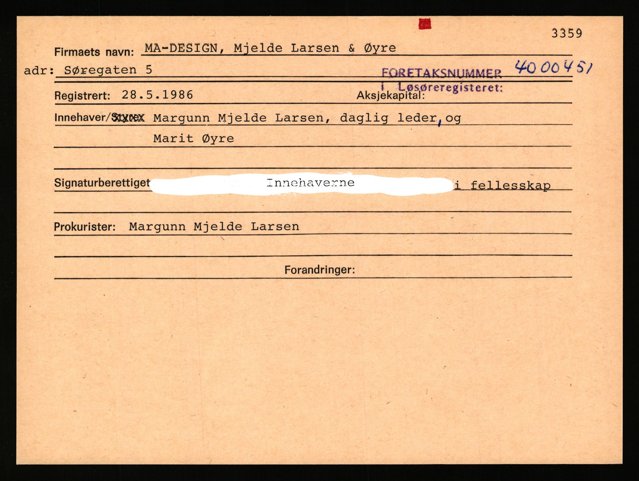 Stavanger byfogd, SAST/A-101408/002/J/Jc/Jcf/L0002: Alfabetisk register. Enkeltmannsforetak, M-Å, 1944-1990, p. 4