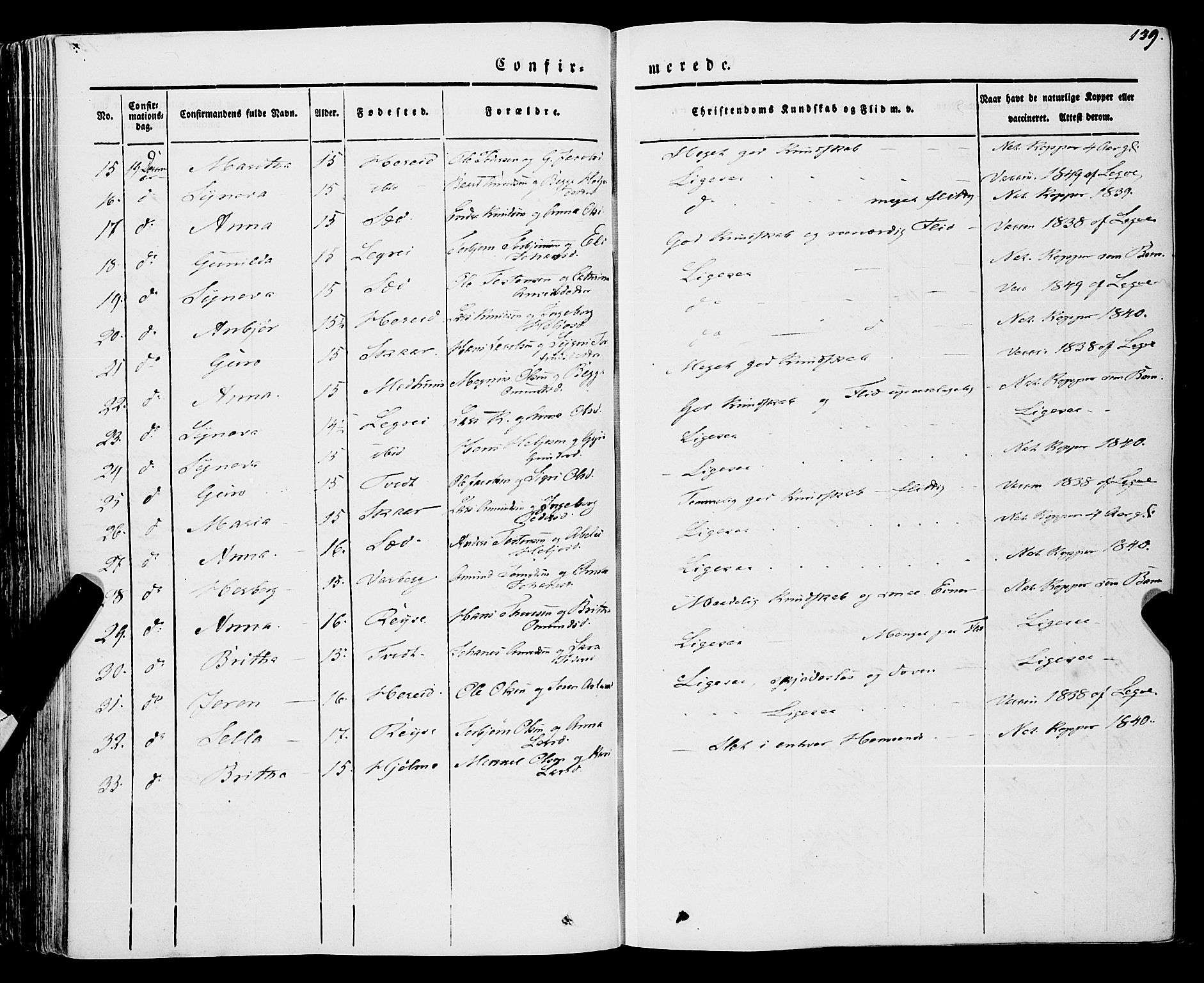 Ulvik sokneprestembete, AV/SAB-A-78801/H/Haa: Parish register (official) no. A 12, 1839-1853, p. 139