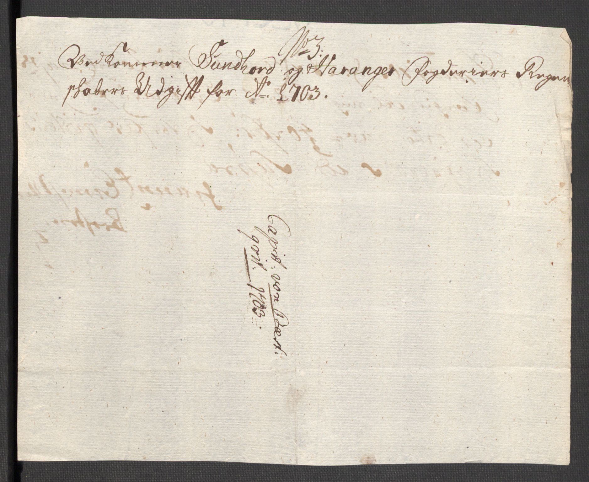 Rentekammeret inntil 1814, Reviderte regnskaper, Fogderegnskap, RA/EA-4092/R48/L2981: Fogderegnskap Sunnhordland og Hardanger, 1703, p. 209