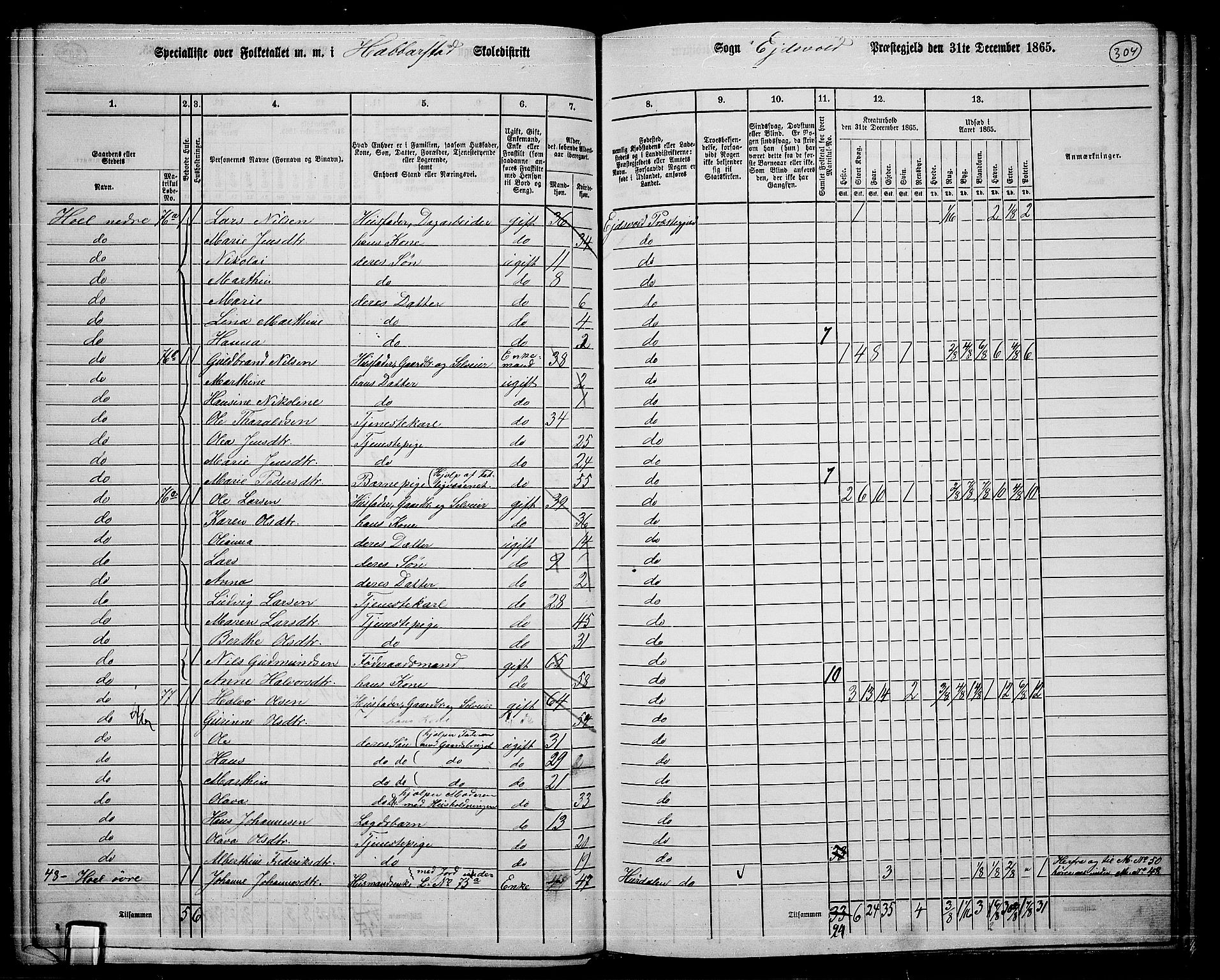 RA, 1865 census for Eidsvoll, 1865, p. 270