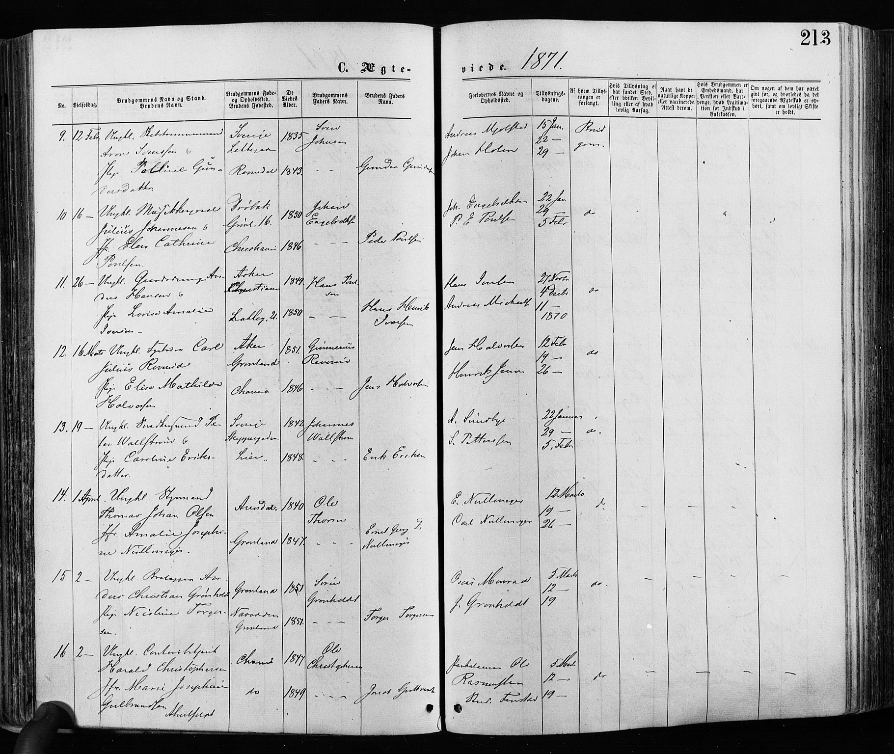 Grønland prestekontor Kirkebøker, AV/SAO-A-10848/F/Fa/L0005: Parish register (official) no. 5, 1869-1880, p. 213