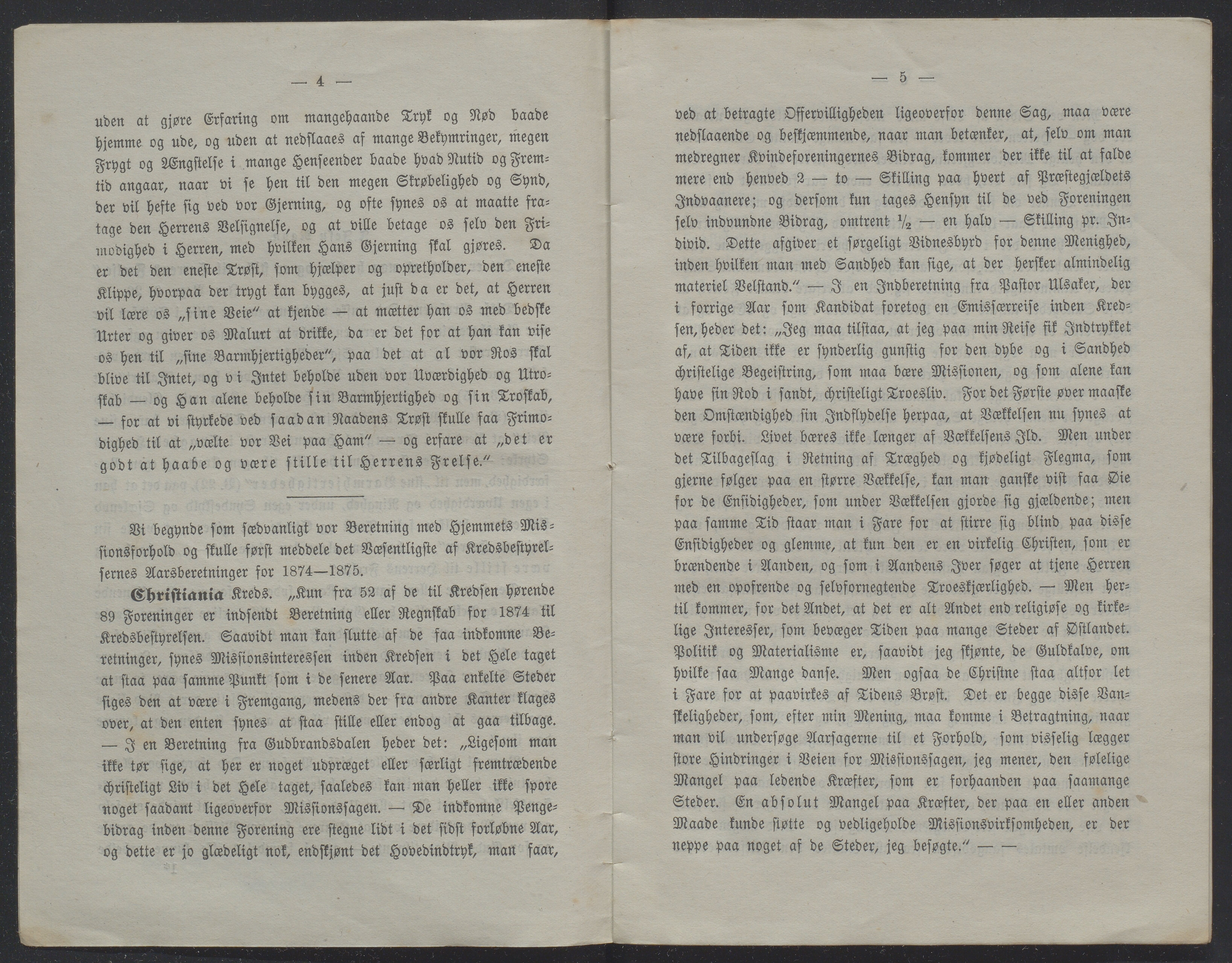 Det Norske Misjonsselskap - hovedadministrasjonen, VID/MA-A-1045/D/Db/Dba/L0338/0003: Beretninger, Bøker, Skrifter o.l   / Årsberetninger 33, 1875, p. 4-5