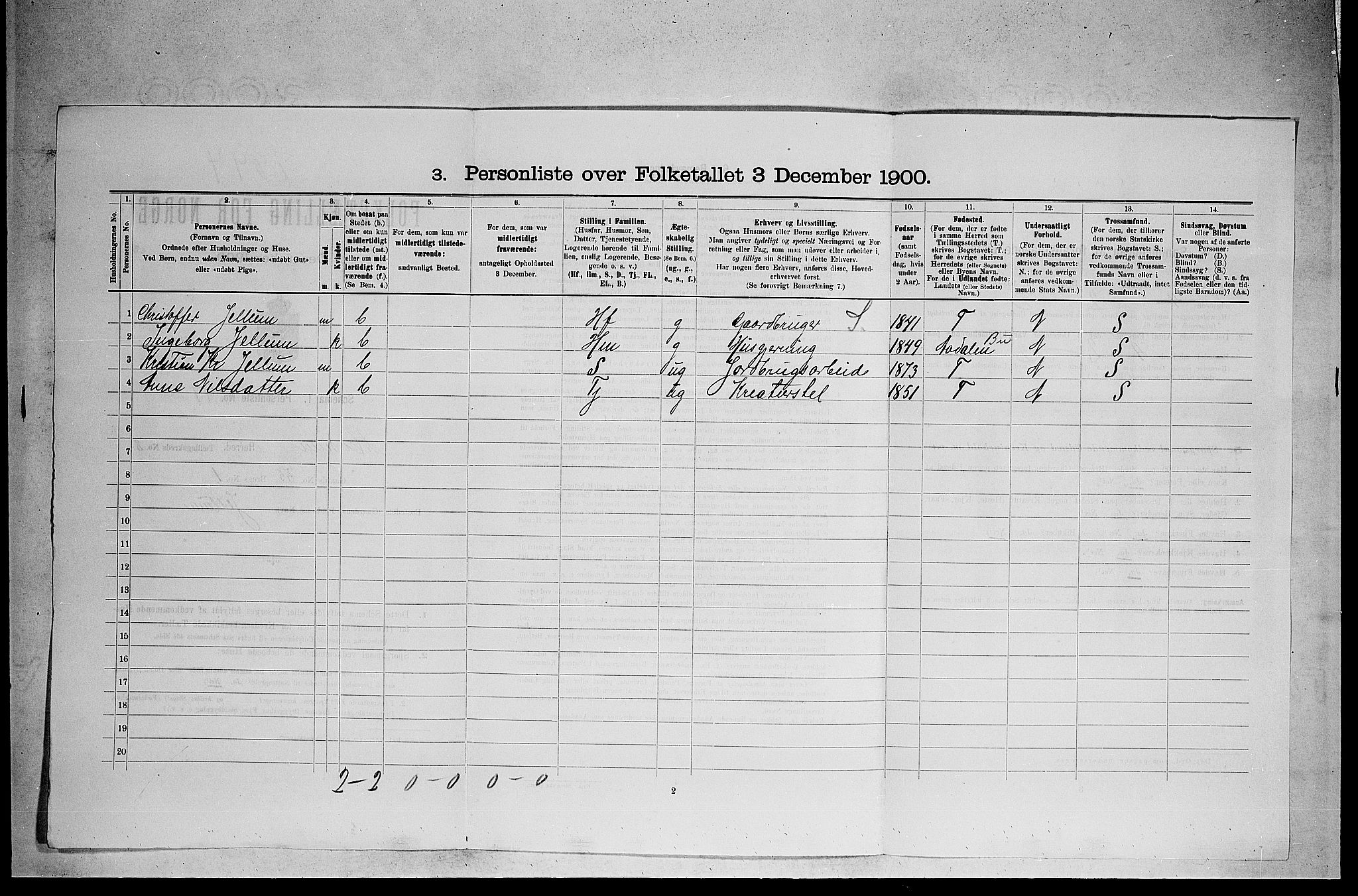 RA, 1900 census for Modum, 1900, p. 991