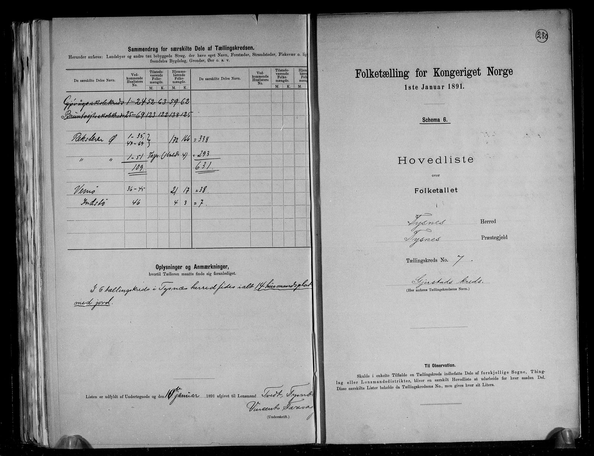 RA, 1891 census for 1223 Tysnes, 1891, p. 18