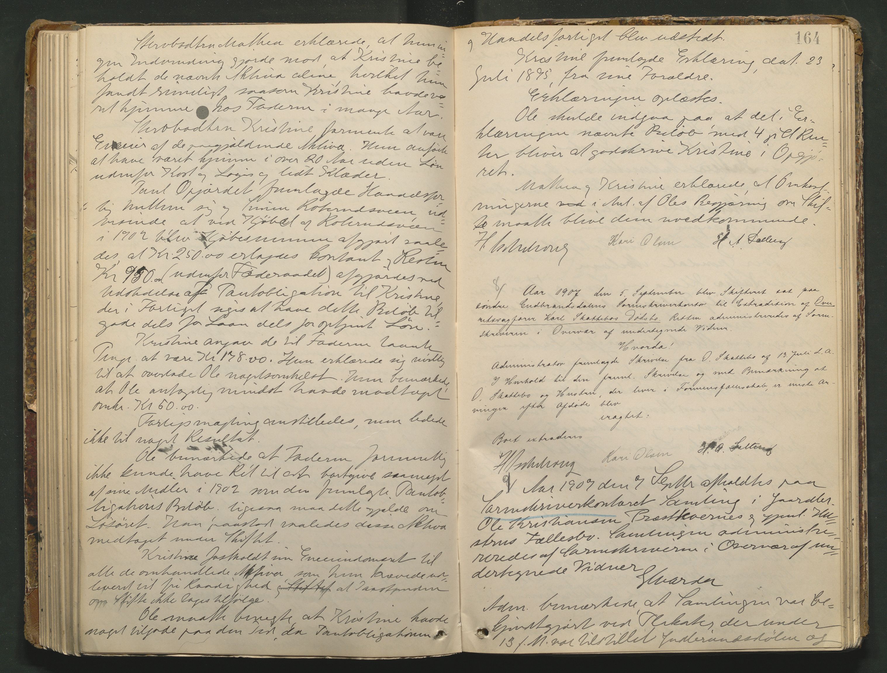Sør-Gudbrandsdal tingrett, AV/SAH-TING-004/J/Ja/Jad/L0001: Skifteforhandlingsprotokoll - Fåberg og Gausdal, 1899-1911, p. 163b-164a