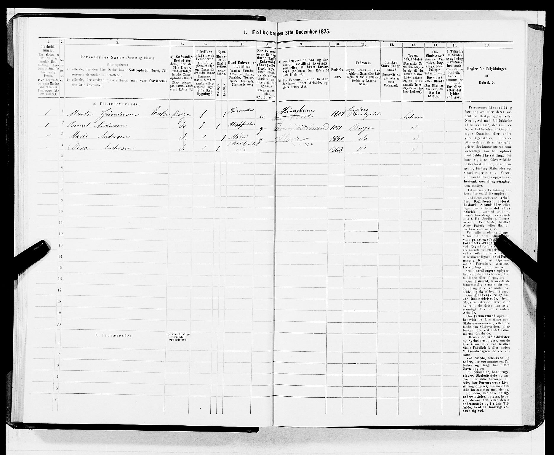 SAB, 1875 census for 1301 Bergen, 1875, p. 1612