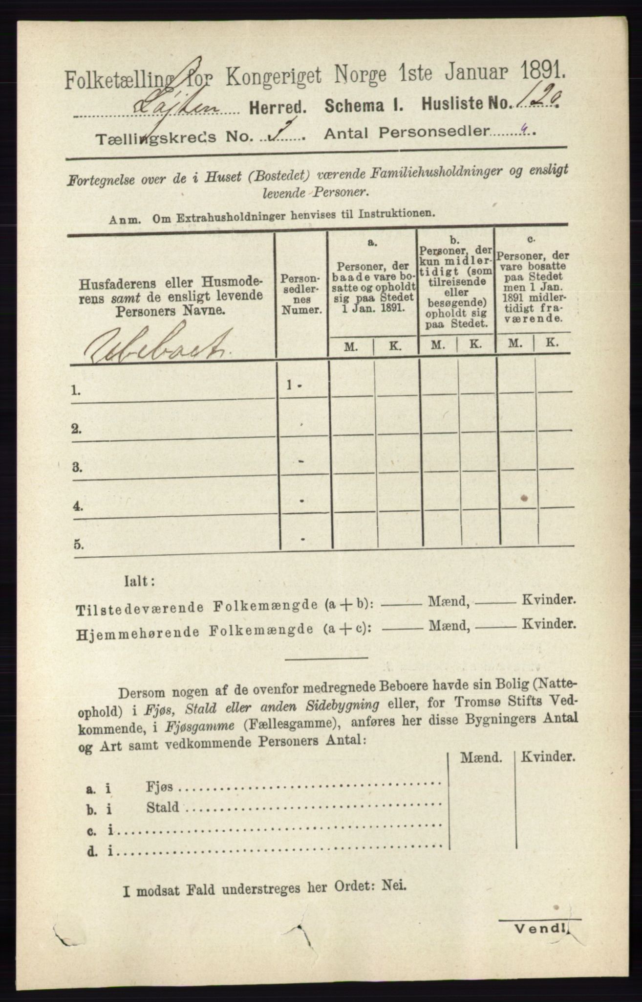 RA, 1891 census for 0415 Løten, 1891, p. 2119