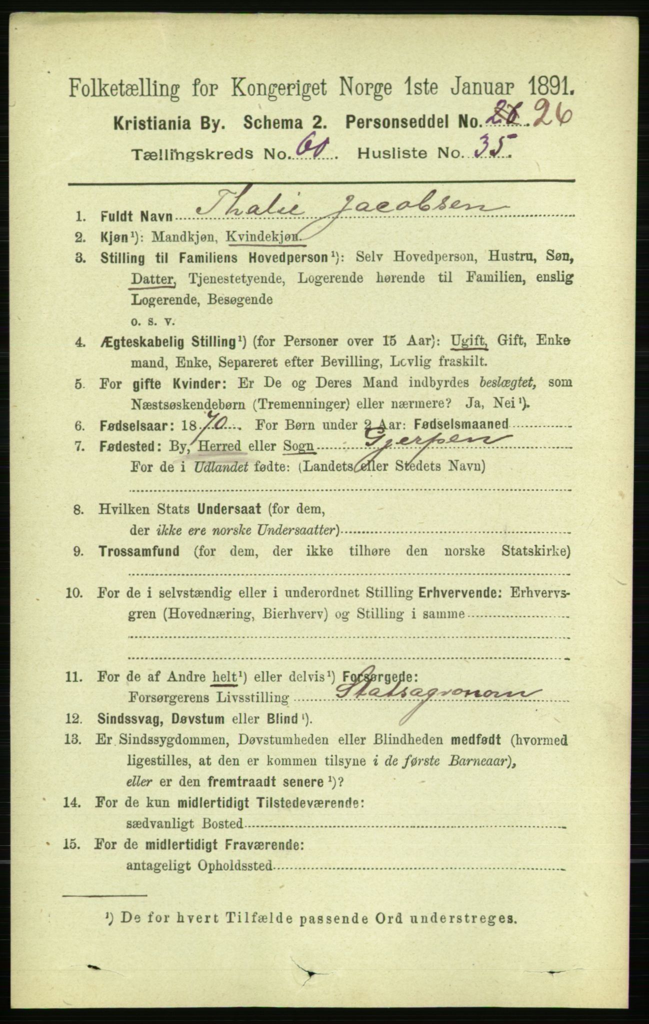 RA, 1891 census for 0301 Kristiania, 1891, p. 32305