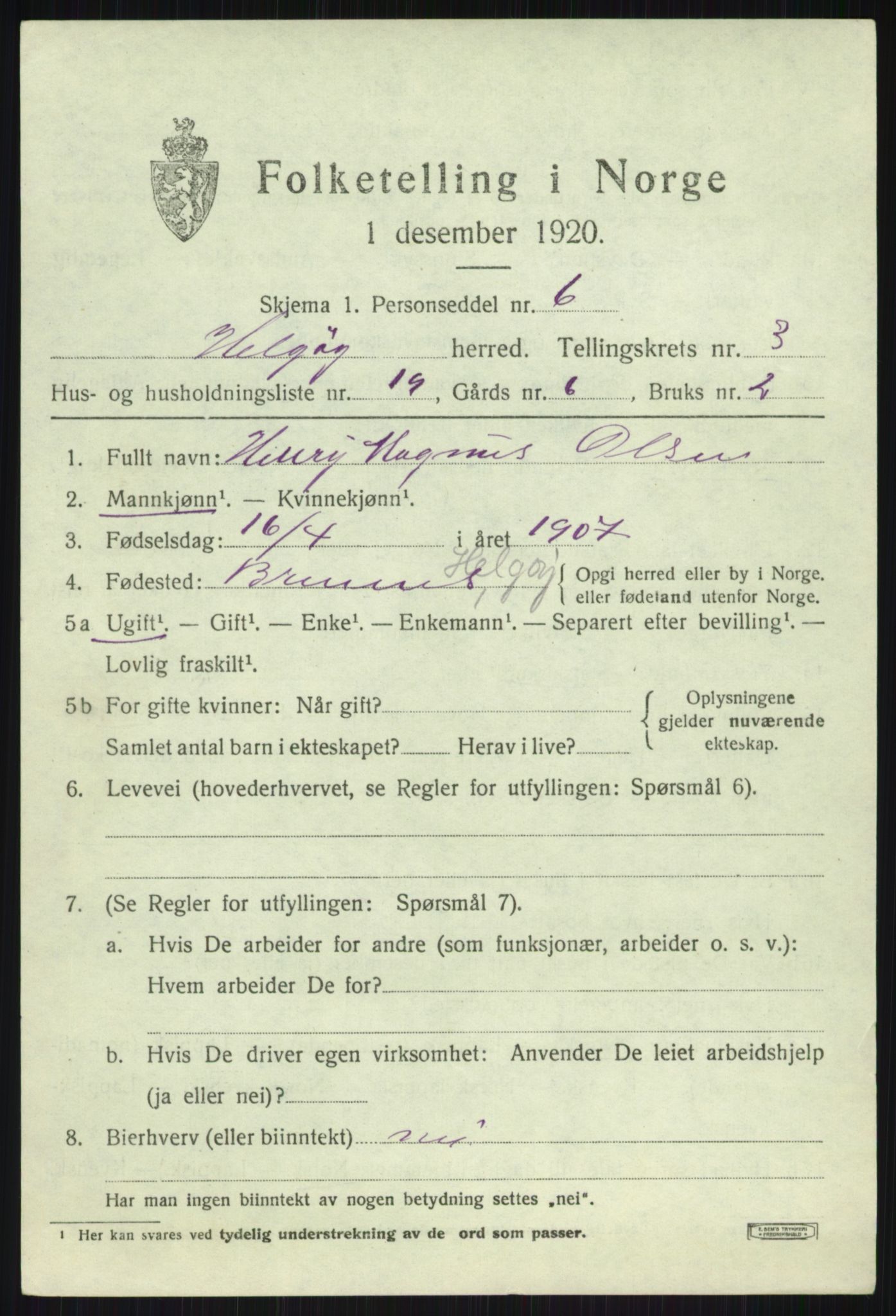 SATØ, 1920 census for Helgøy, 1920, p. 1637