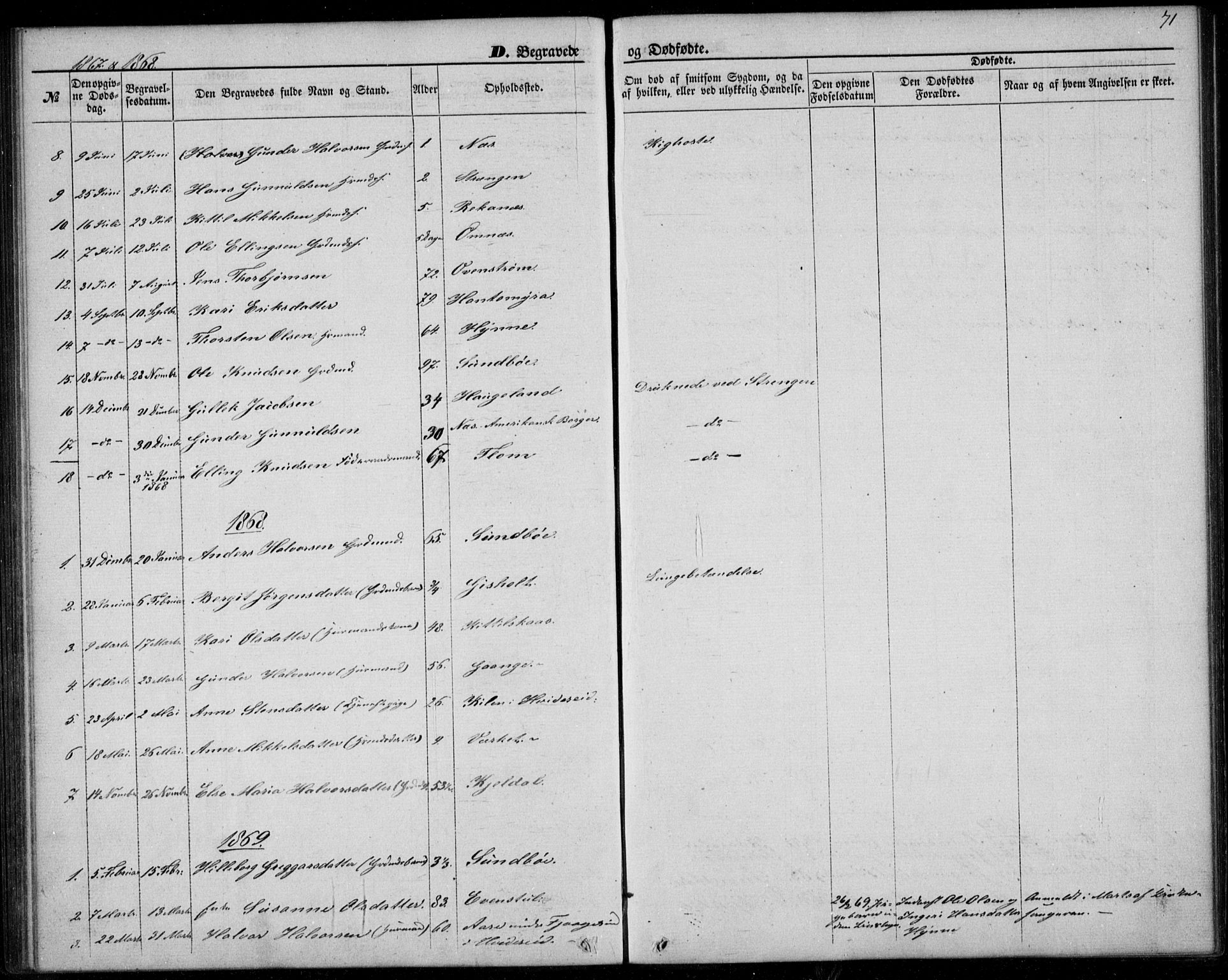 Lunde kirkebøker, SAKO/A-282/F/Fb/L0002: Parish register (official) no. II 2, 1861-1881, p. 71