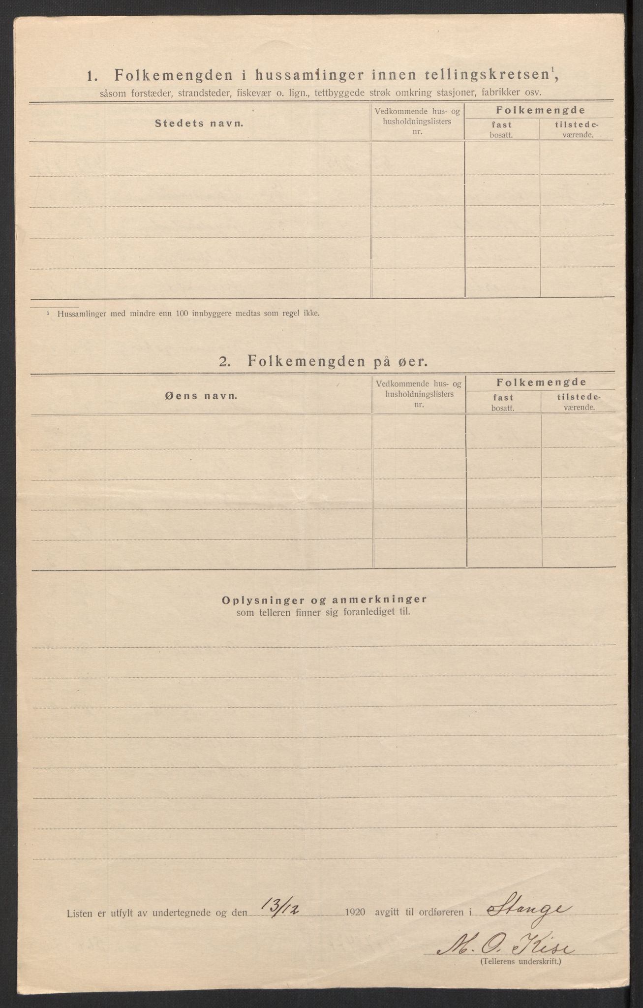 SAH, 1920 census for Stange, 1920, p. 11