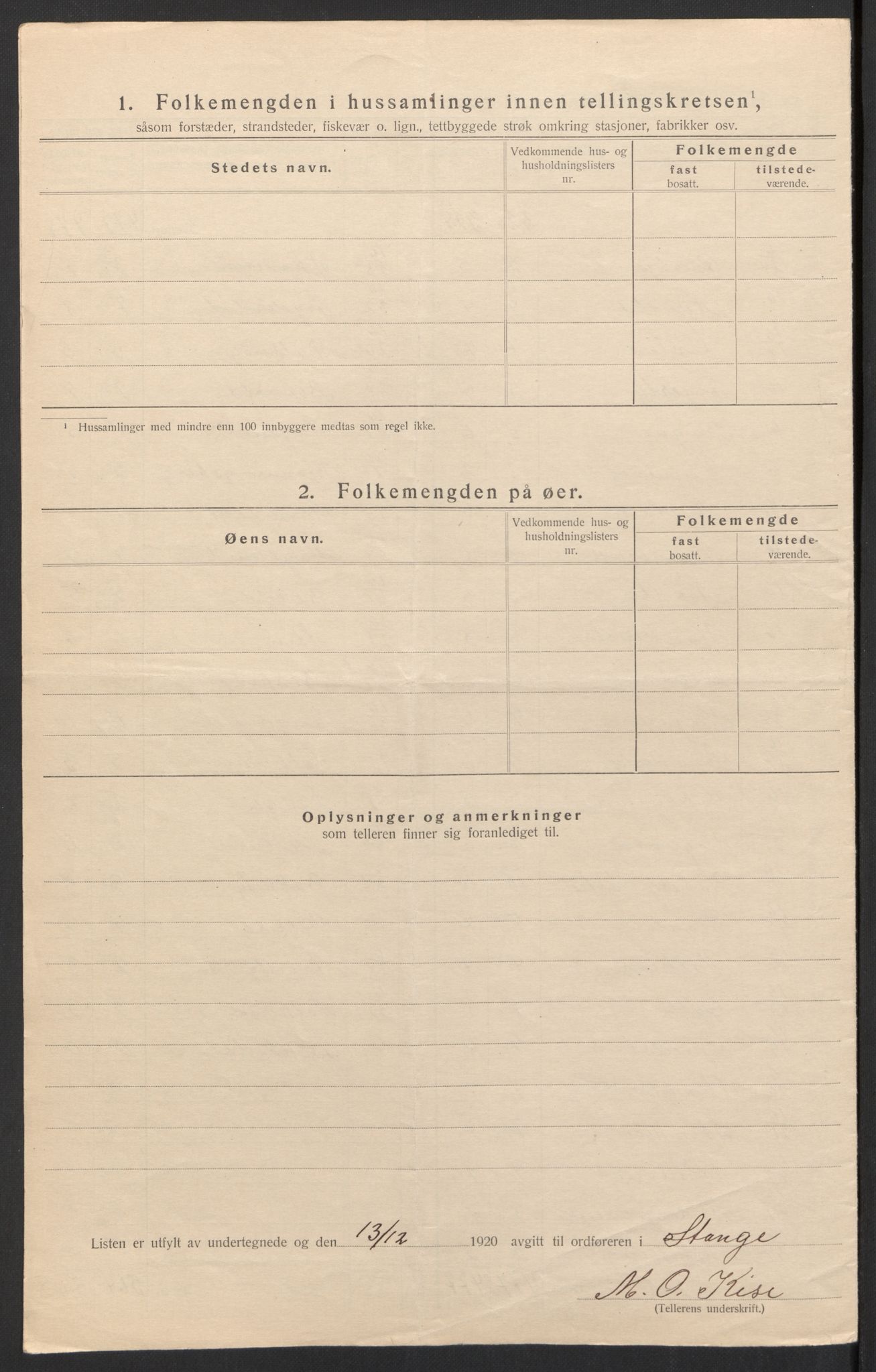 SAH, 1920 census for Stange, 1920, p. 11