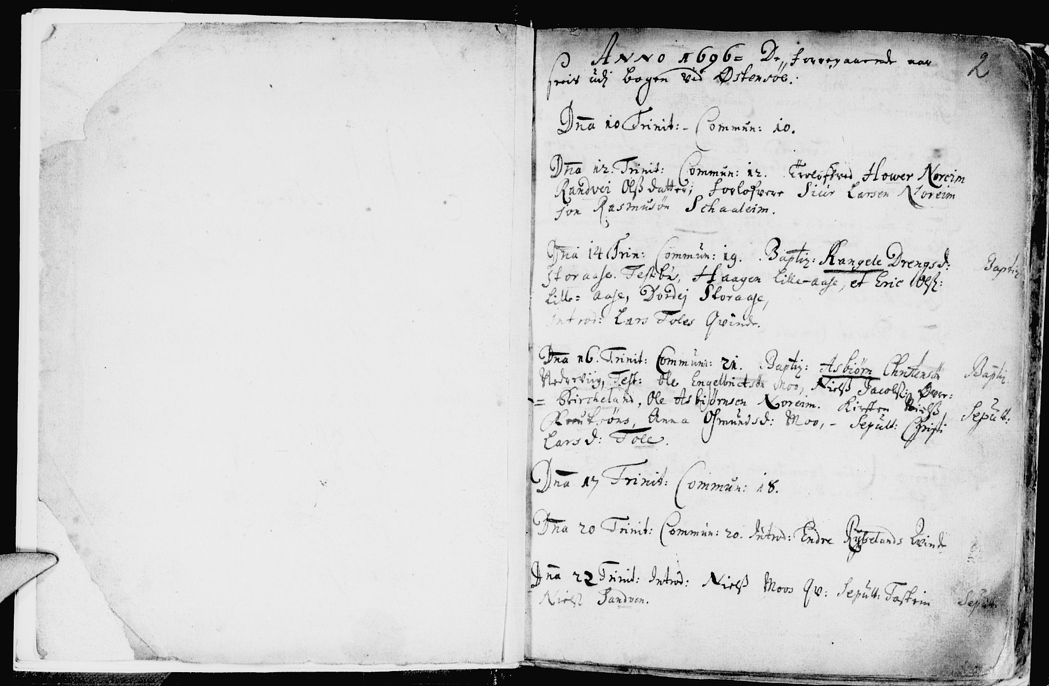 Kvam sokneprestembete, SAB/A-76201/H/Haa: Parish register (official) no. A 2, 1696-1741, p. 2