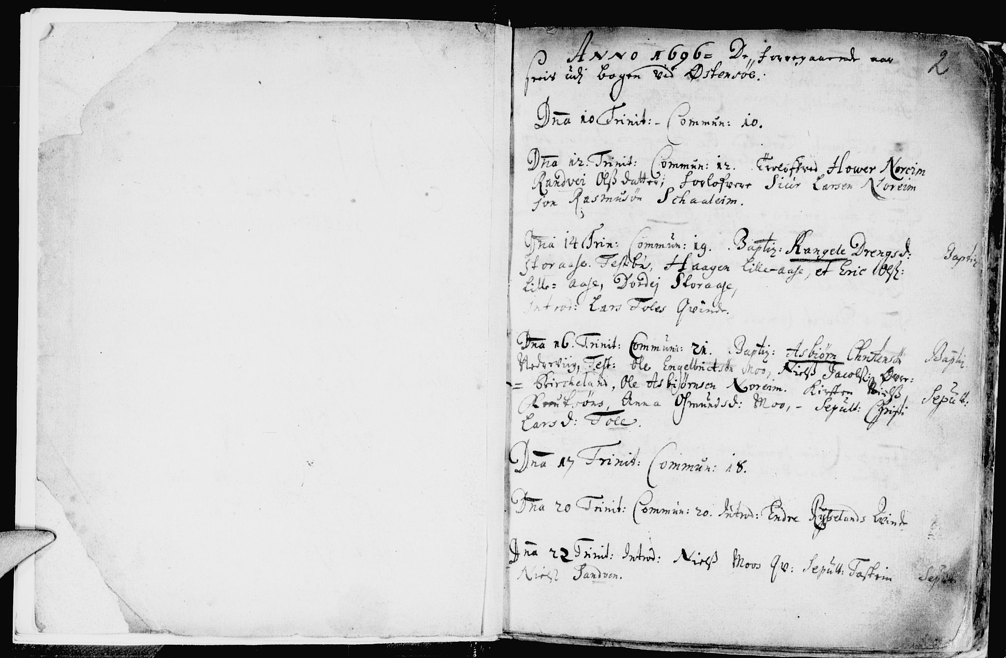 Kvam sokneprestembete, AV/SAB-A-76201/H/Haa: Parish register (official) no. A 2, 1696-1741, p. 2