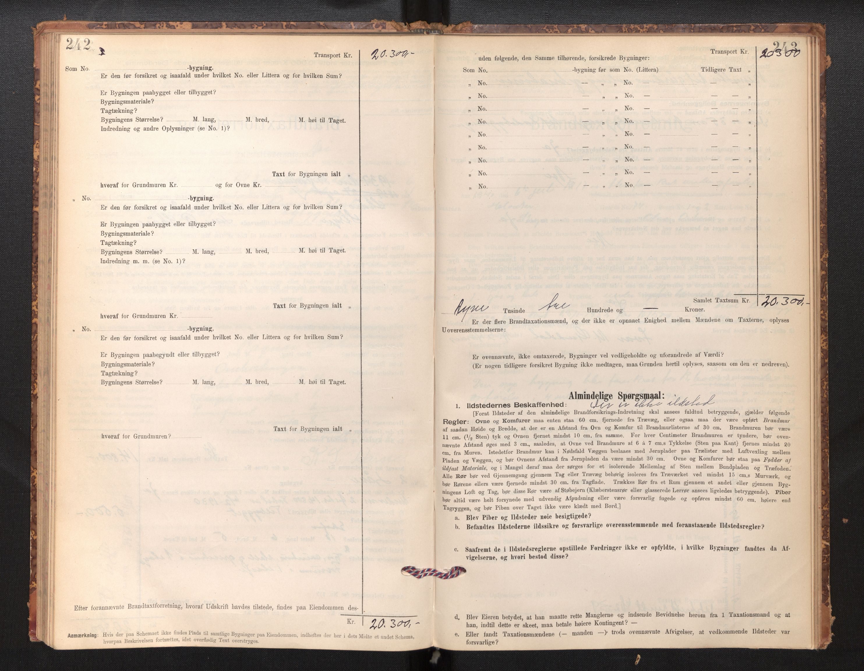 Lensmannen i Stryn og Innvik, AV/SAB-A-30201/0012/L0002: Branntakstprotokoll, skjematakst, 1894-1942, p. 242-243