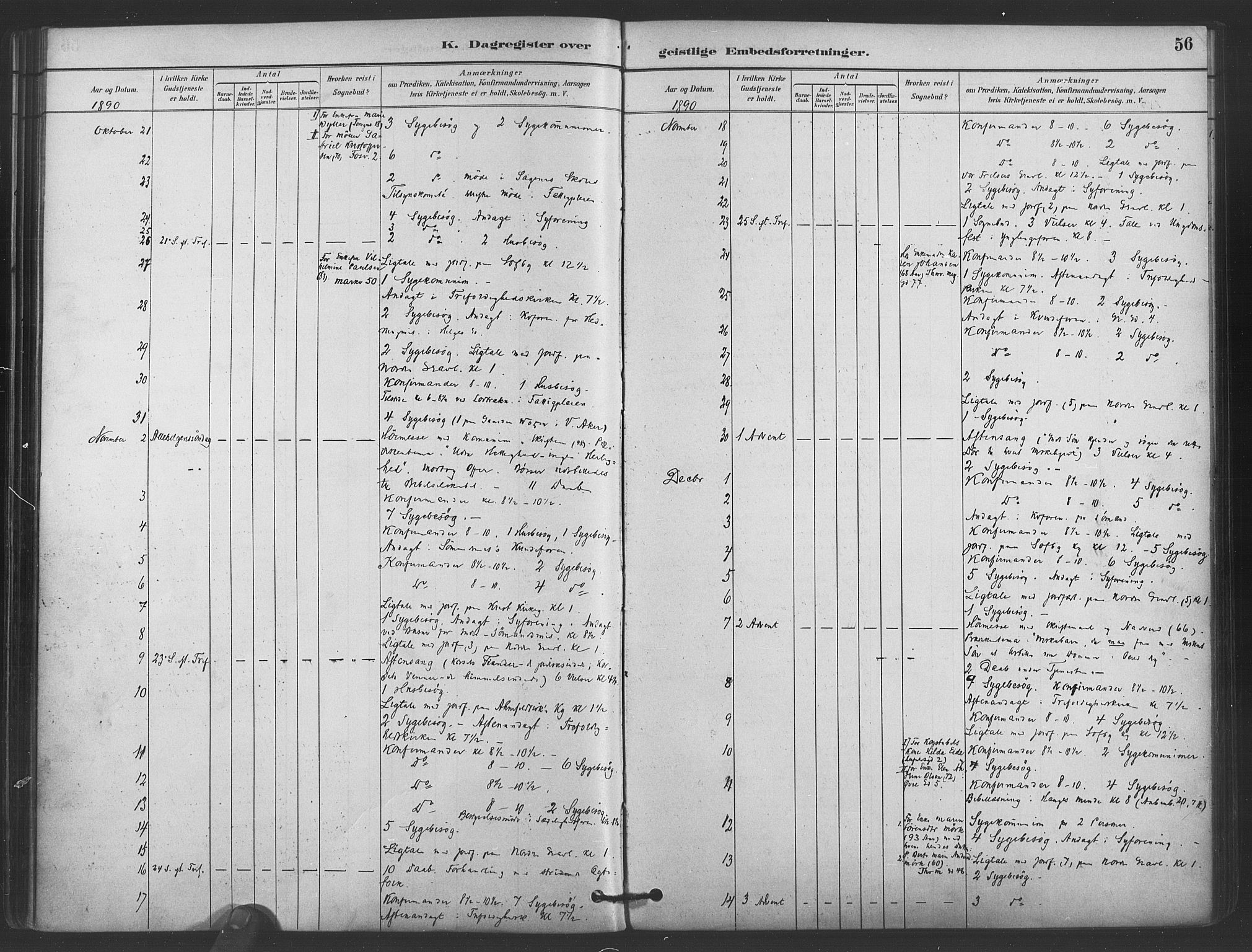 Paulus prestekontor Kirkebøker, AV/SAO-A-10871/I/Ib/L0001: Diary records no. II 1, 1882-1910, p. 56