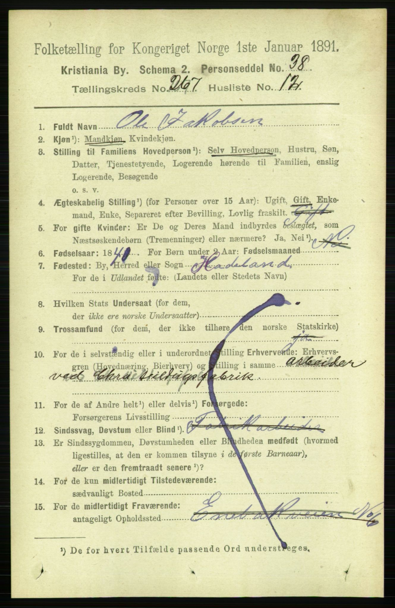 RA, 1891 census for 0301 Kristiania, 1891, p. 161672