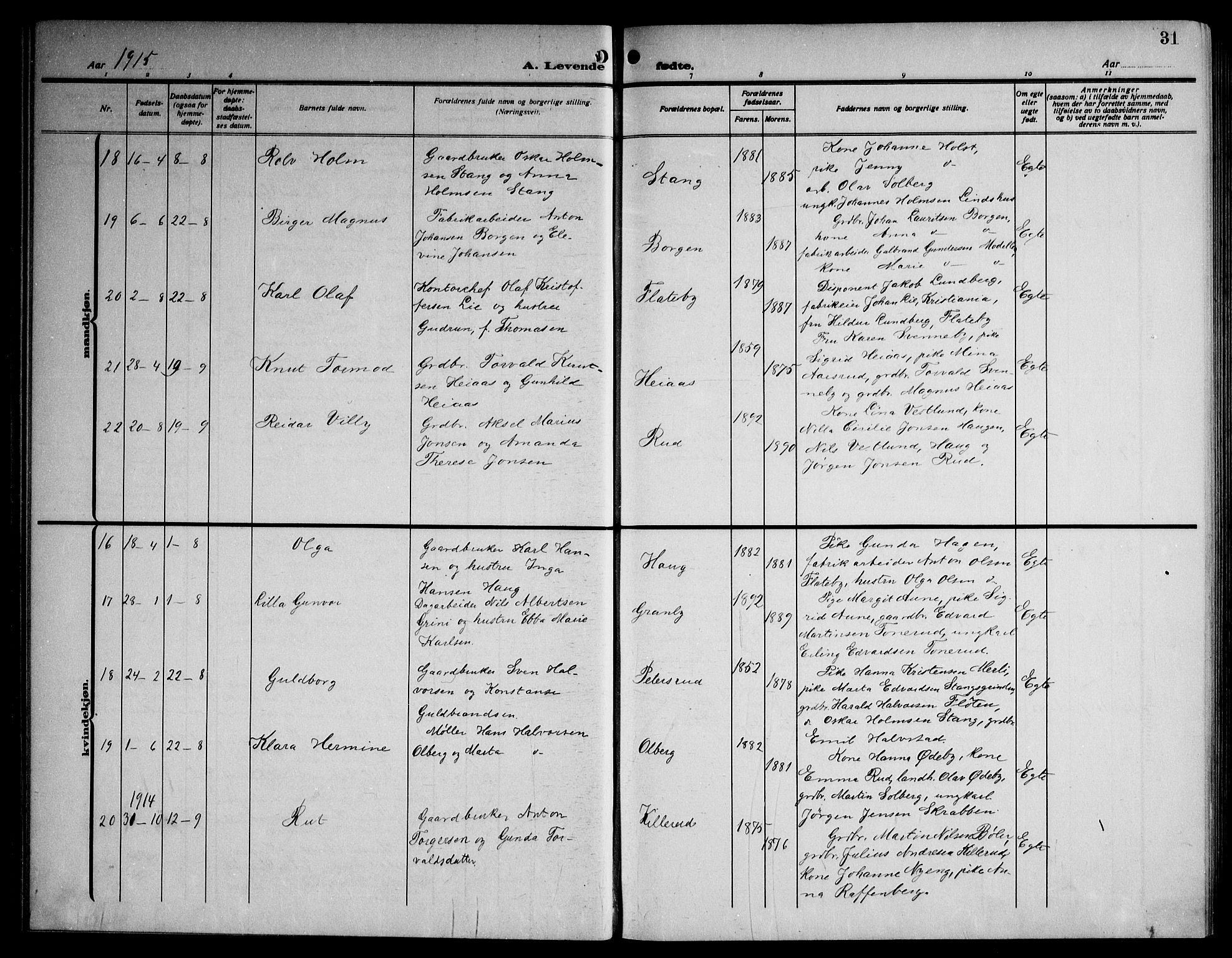 Enebakk prestekontor Kirkebøker, AV/SAO-A-10171c/G/Ga/L0007: Parish register (copy) no. I 7, 1911-1949, p. 31