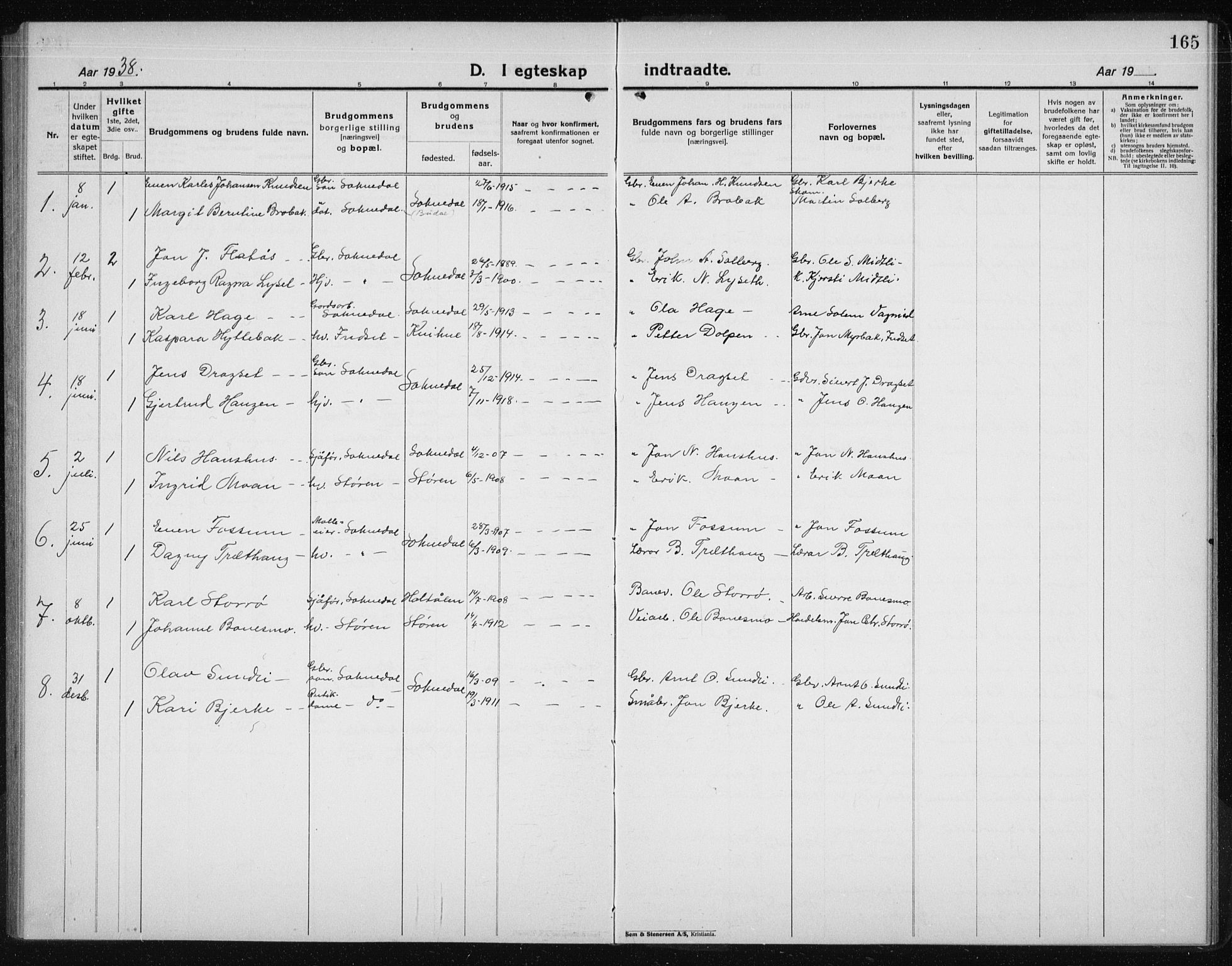 Ministerialprotokoller, klokkerbøker og fødselsregistre - Sør-Trøndelag, SAT/A-1456/689/L1045: Parish register (copy) no. 689C04, 1923-1940, p. 165