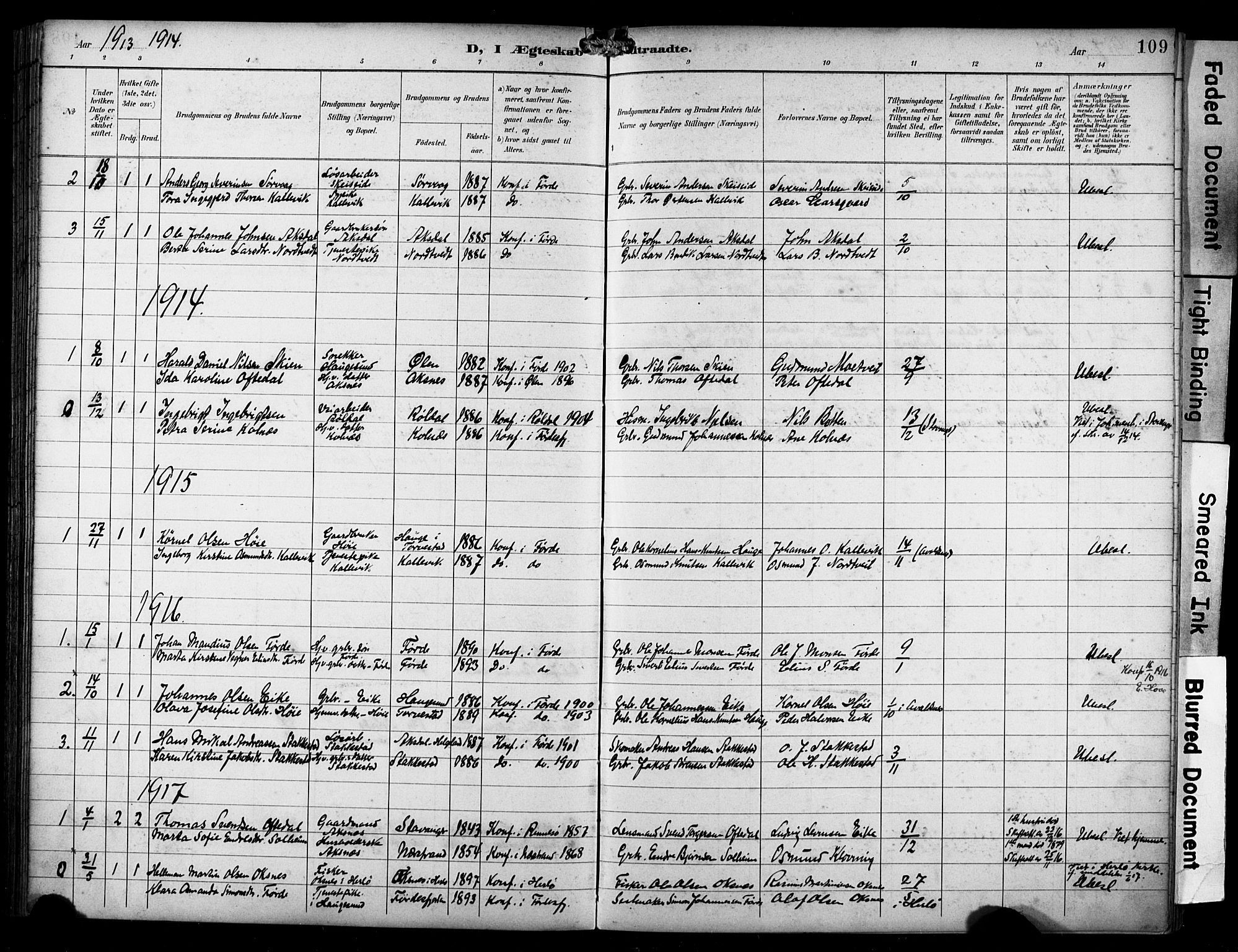 Avaldsnes sokneprestkontor, SAST/A -101851/H/Ha/Haa/L0016: Parish register (official) no. A 16, 1893-1918, p. 109