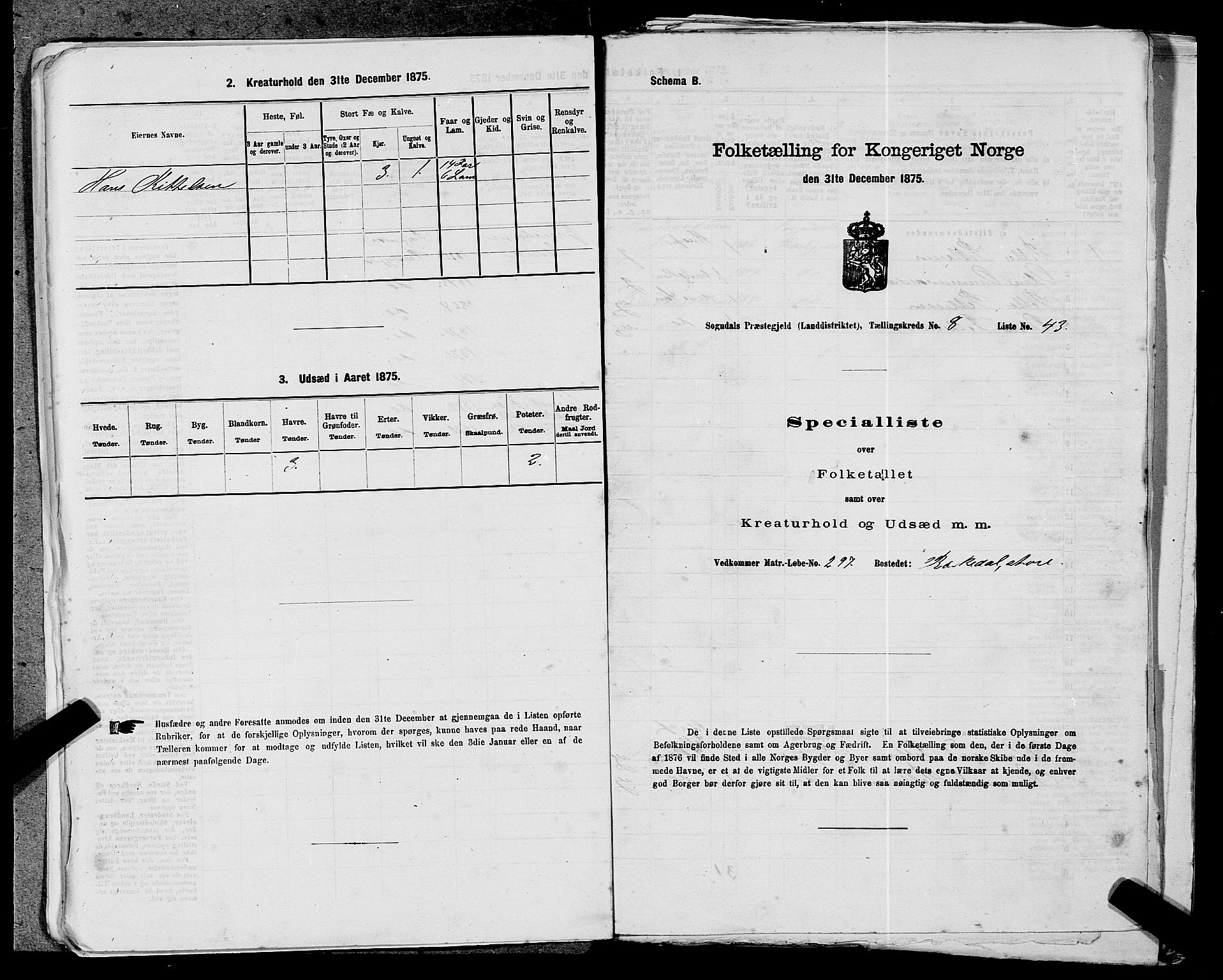 SAST, 1875 census for 1111L Sokndal/Sokndal, 1875, p. 802