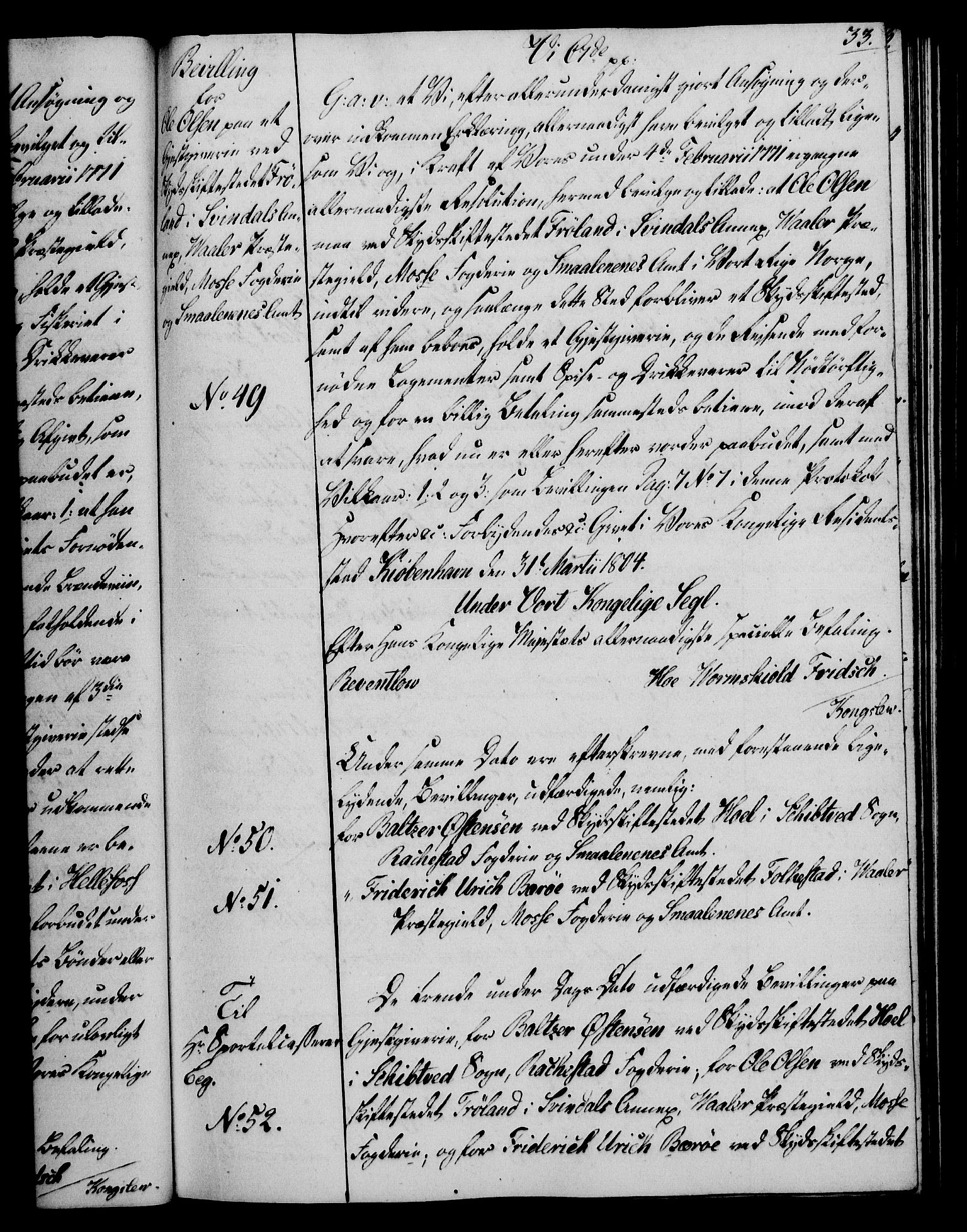 Rentekammeret, Kammerkanselliet, RA/EA-3111/G/Gg/Gga/L0018: Norsk ekspedisjonsprotokoll med register (merket RK 53.18), 1804-1806, p. 33