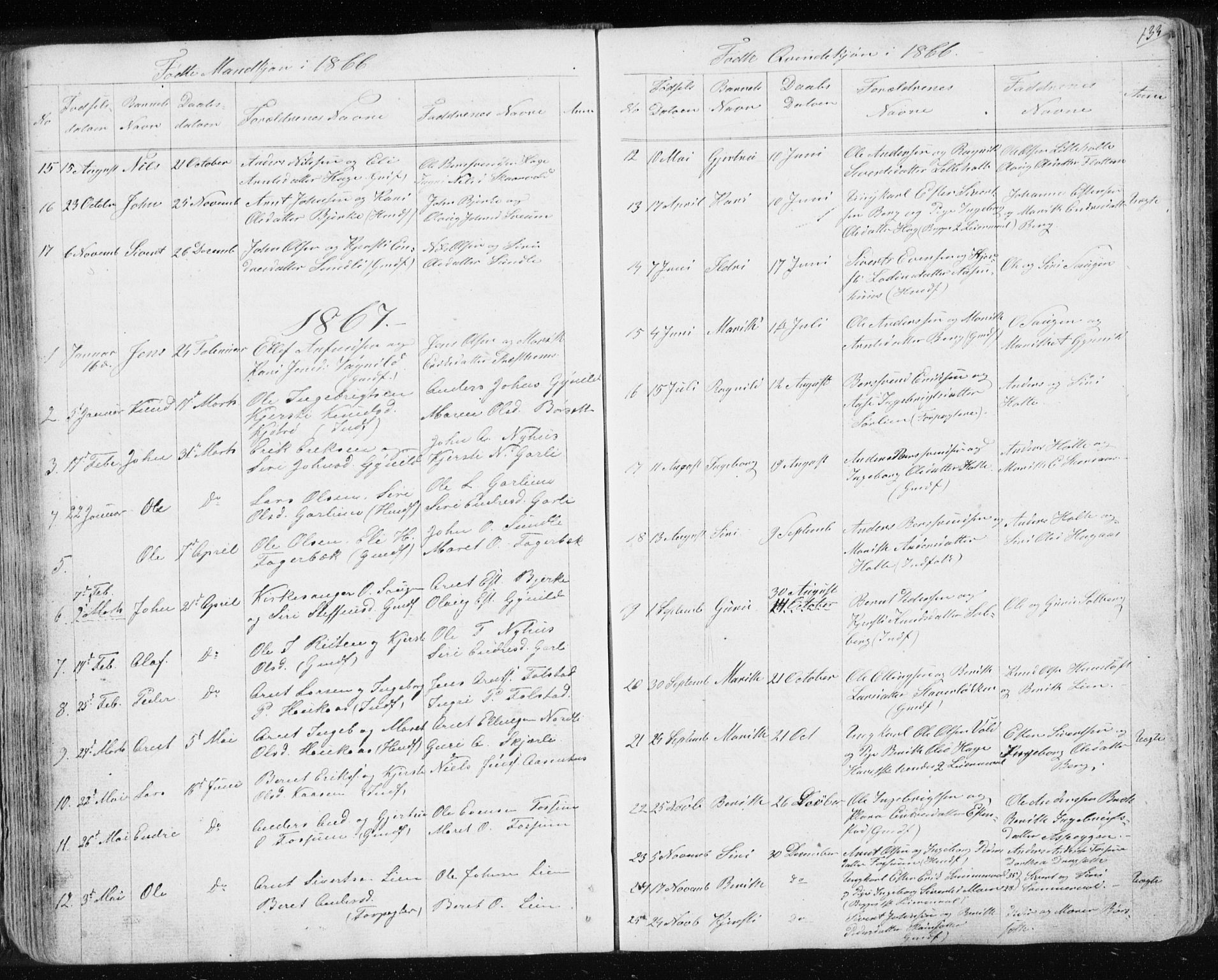 Ministerialprotokoller, klokkerbøker og fødselsregistre - Sør-Trøndelag, SAT/A-1456/689/L1043: Parish register (copy) no. 689C02, 1816-1892, p. 133