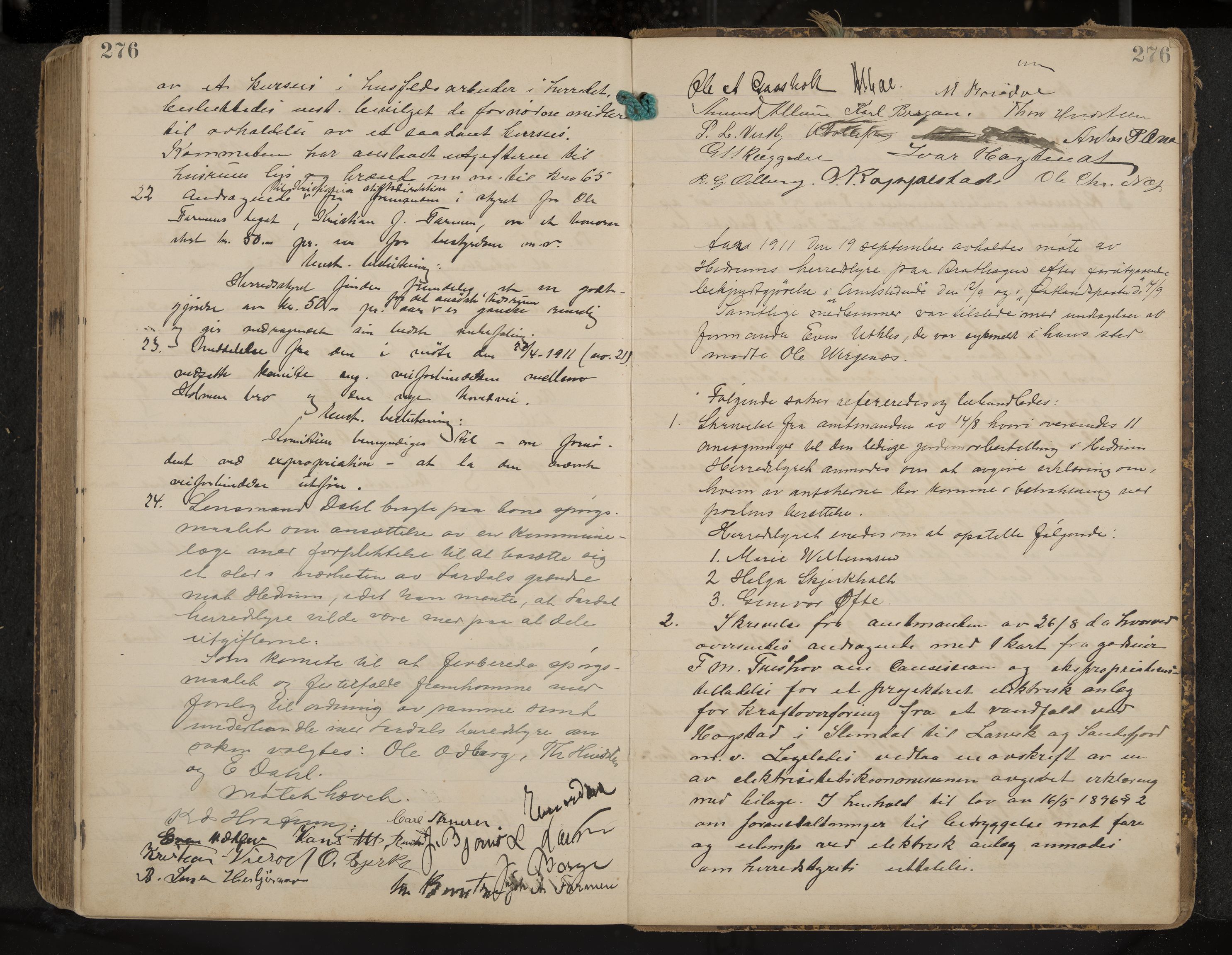 Hedrum formannskap og sentraladministrasjon, IKAK/0727021/A/Aa/L0005: Møtebok, 1899-1911, p. 276