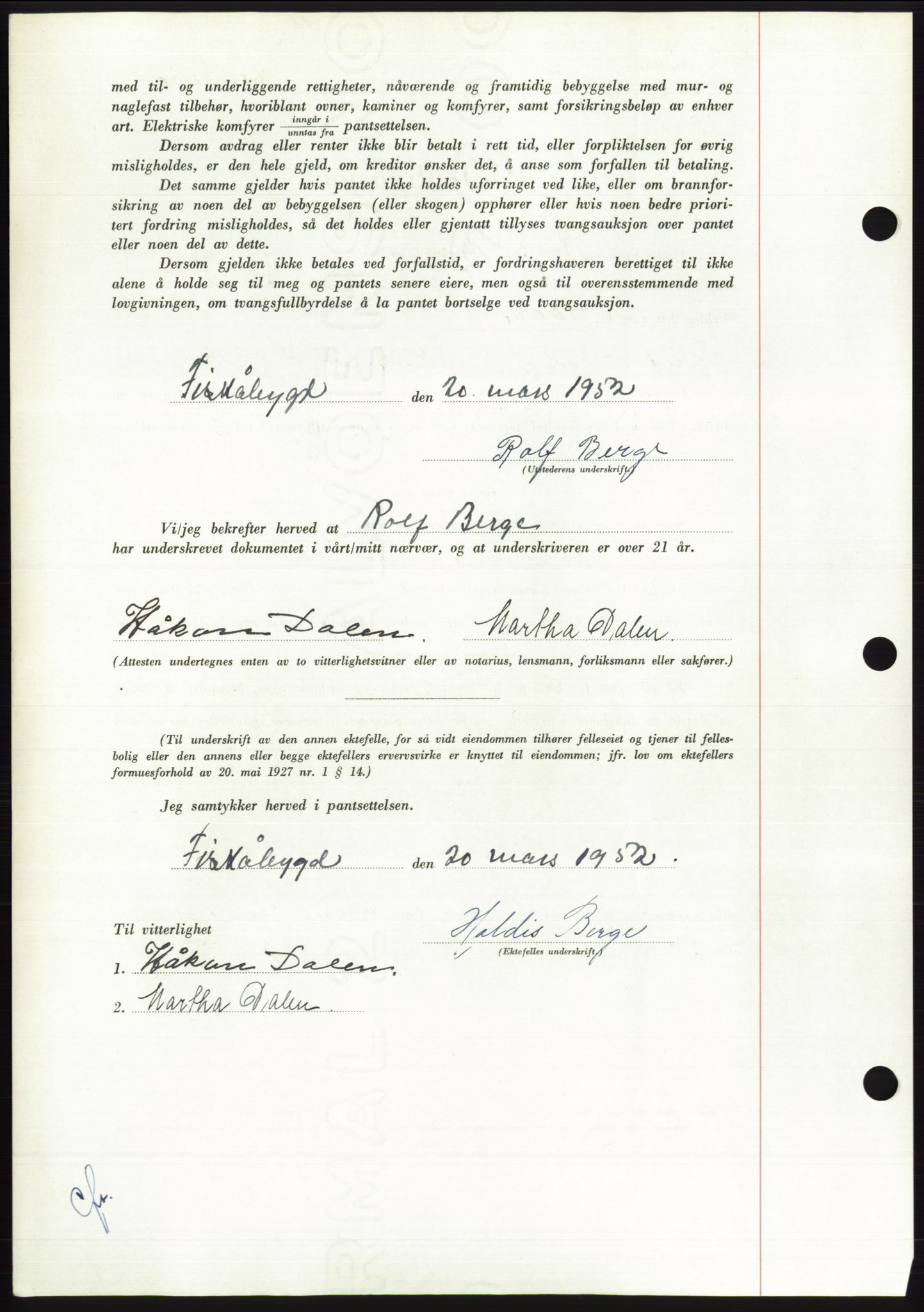 Søre Sunnmøre sorenskriveri, AV/SAT-A-4122/1/2/2C/L0121: Mortgage book no. 9B, 1951-1952, Diary no: : 533/1952