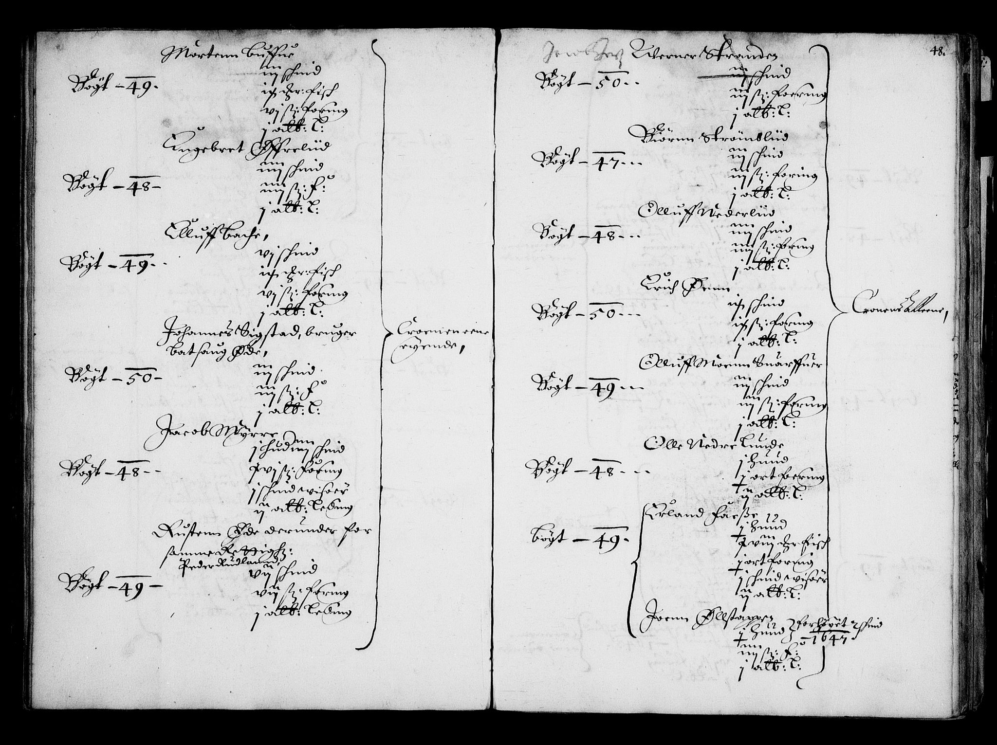 Rentekammeret inntil 1814, Realistisk ordnet avdeling, AV/RA-EA-4070/N/Na/L0001: [XI f]: Akershus stifts jordebok, 1652, p. 47b-48a