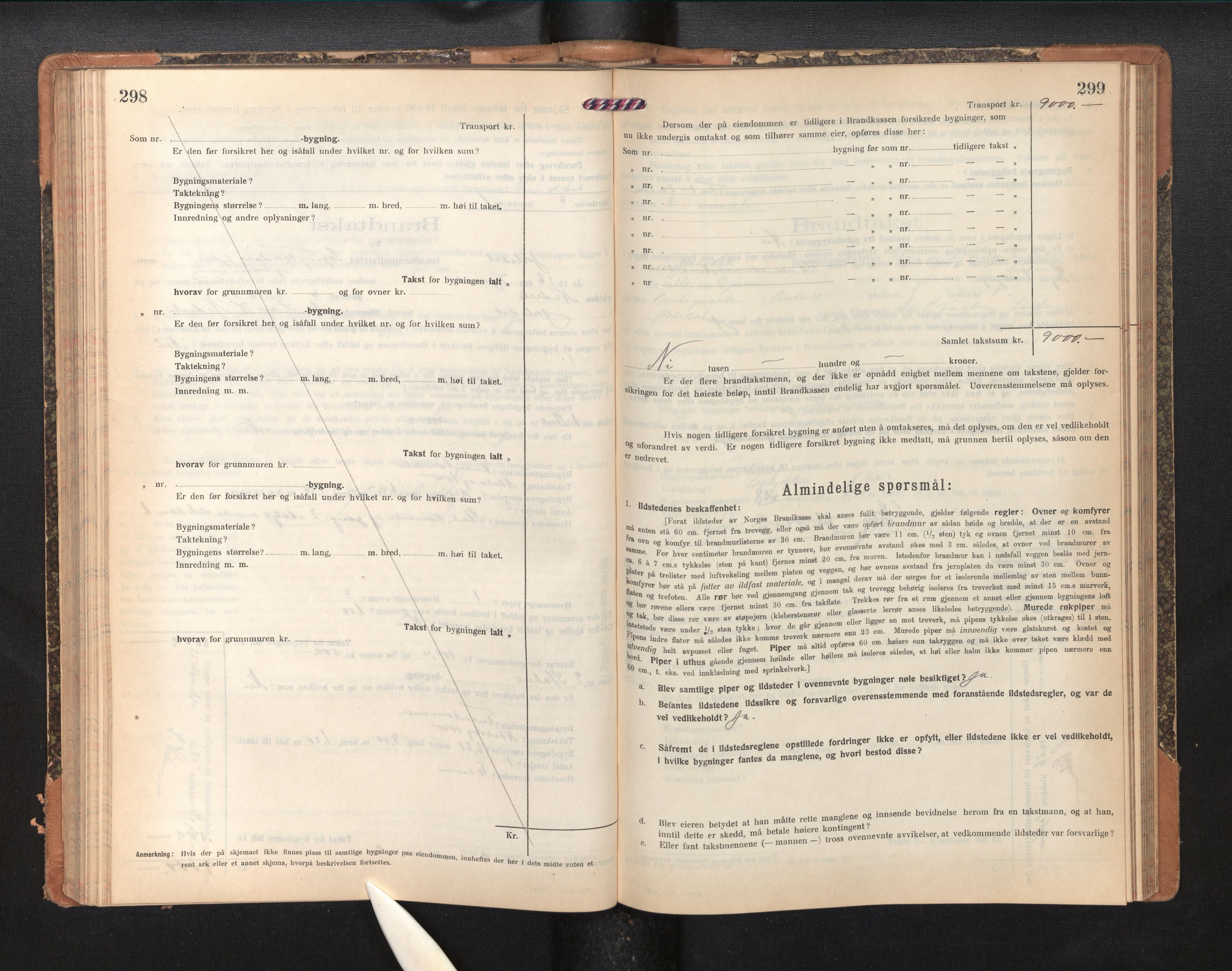 Lensmannen i Jostedal, AV/SAB-A-28601/0012/L0005: Branntakstprotokoll, skjematakst, 1921-1935, p. 298-299