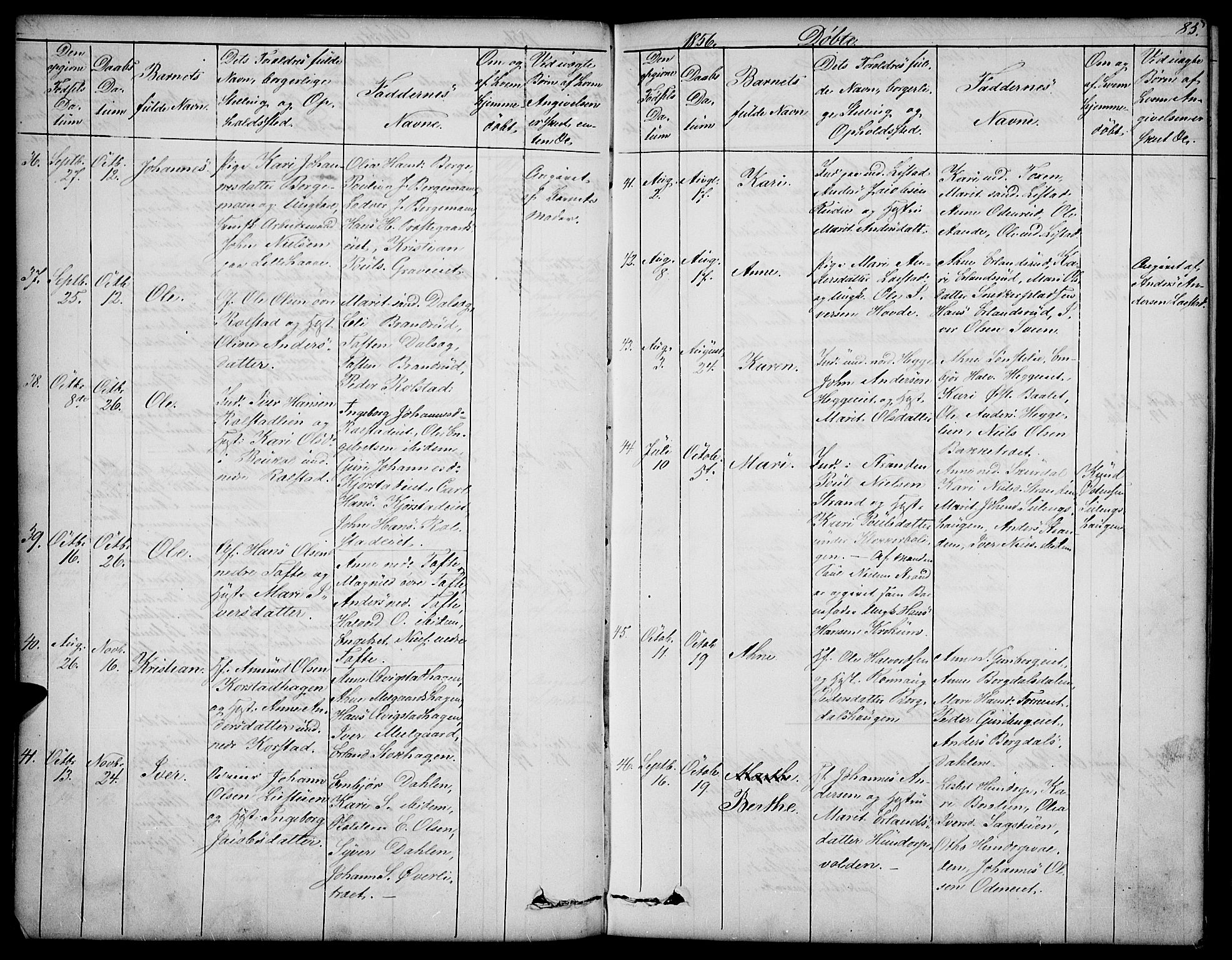 Sør-Fron prestekontor, SAH/PREST-010/H/Ha/Hab/L0001: Parish register (copy) no. 1, 1844-1863, p. 85