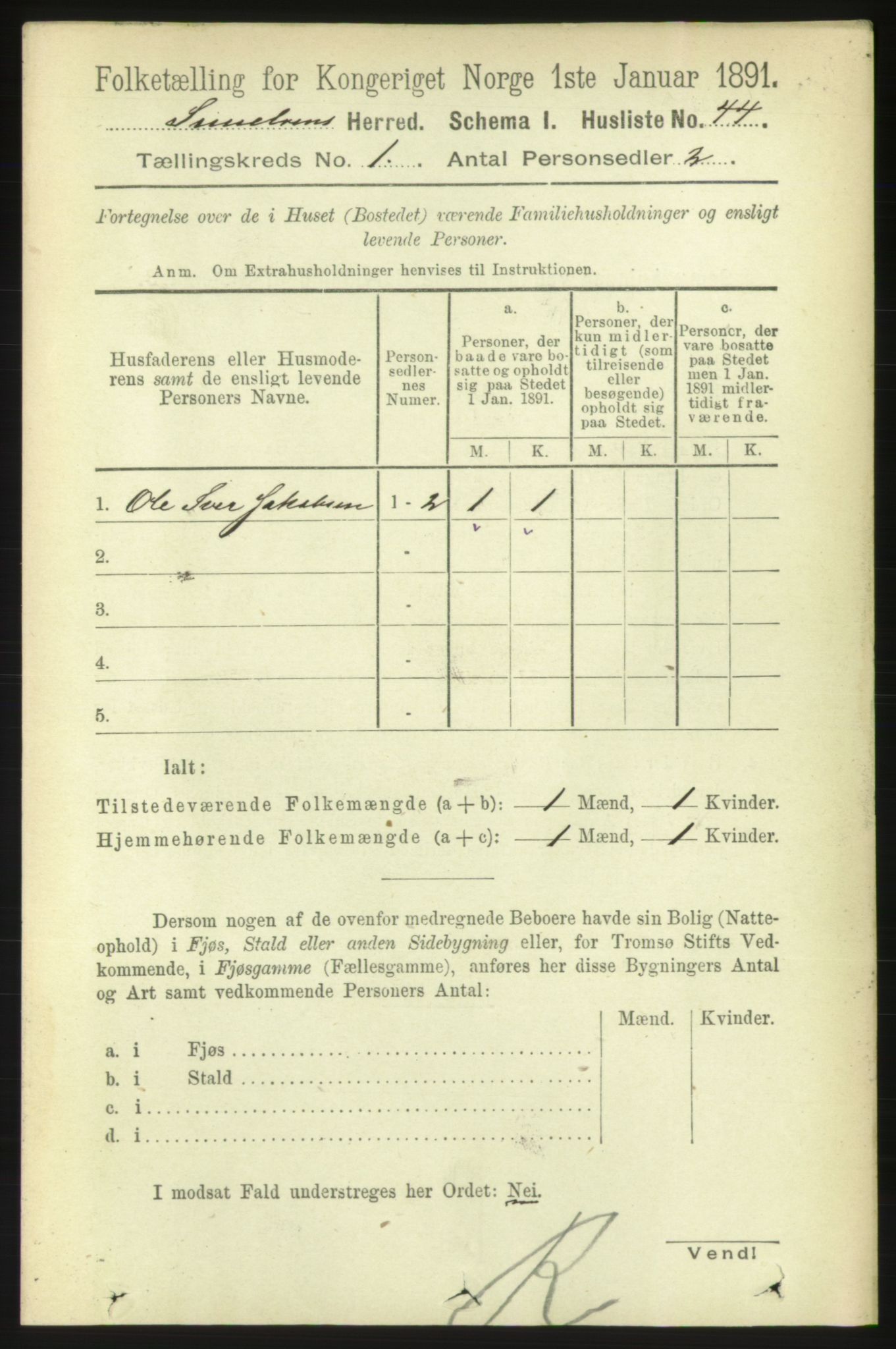 RA, 1891 census for 1523 Sunnylven, 1891, p. 65