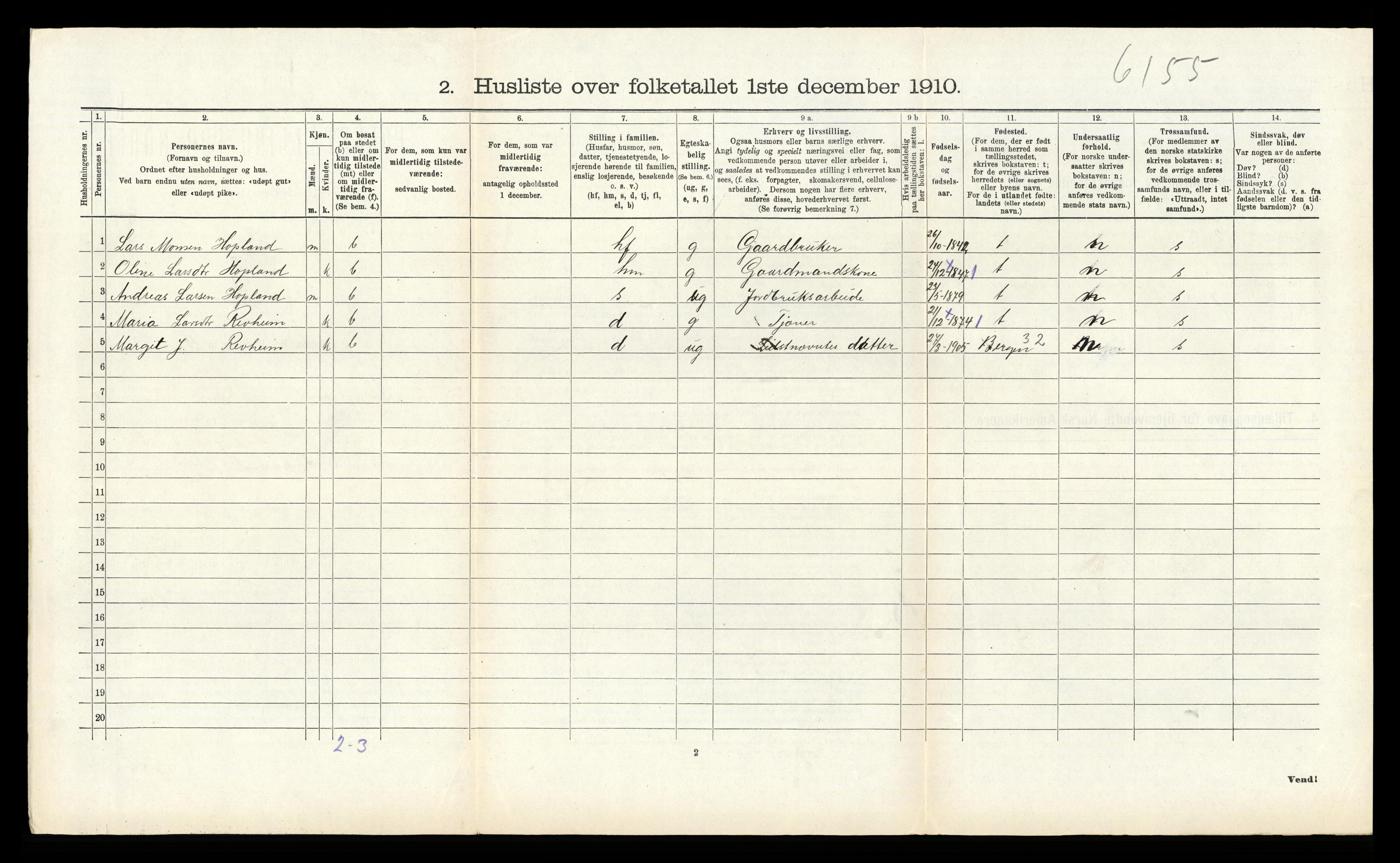 RA, 1910 census for Alversund, 1910, p. 997